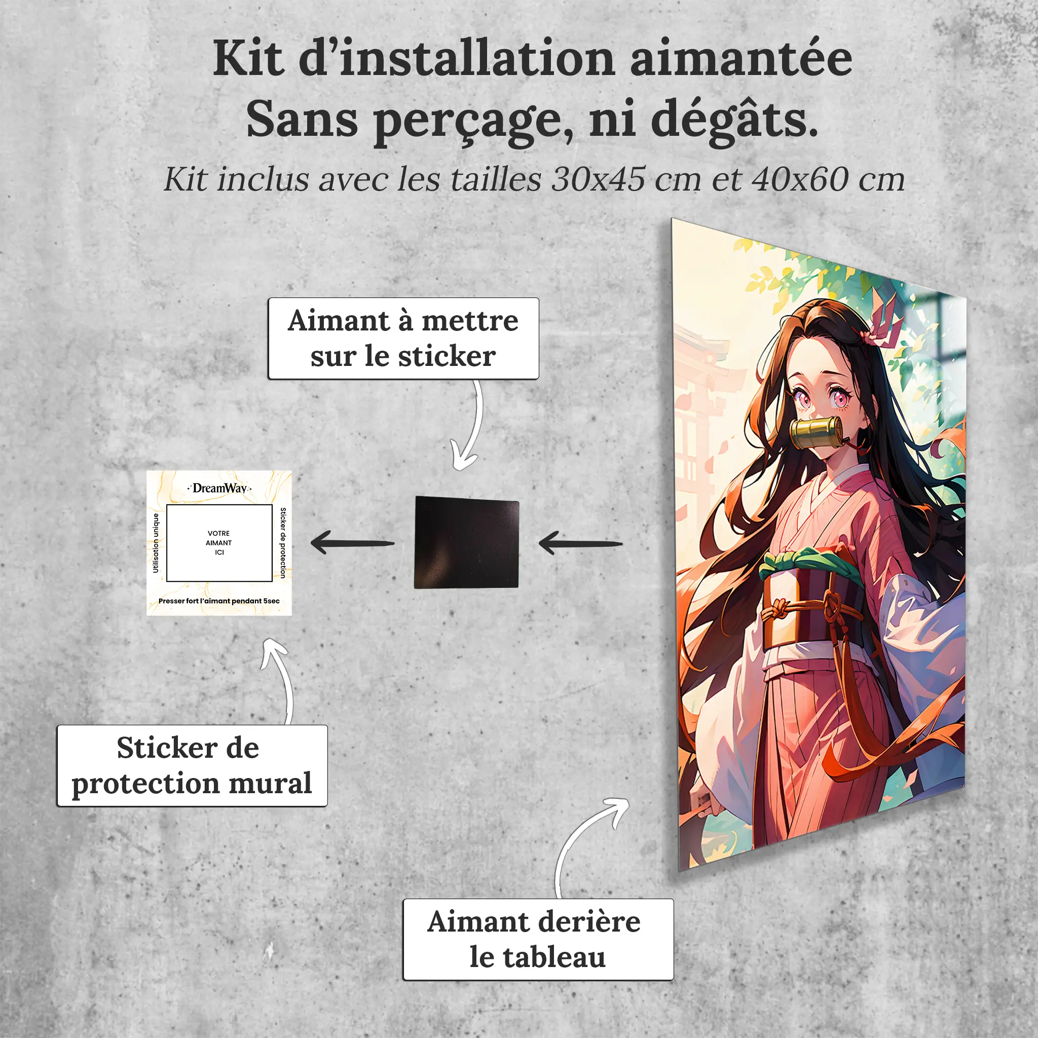 tableau-demon-slayer-nezuko-avec-installation-aimantee | DreamWay