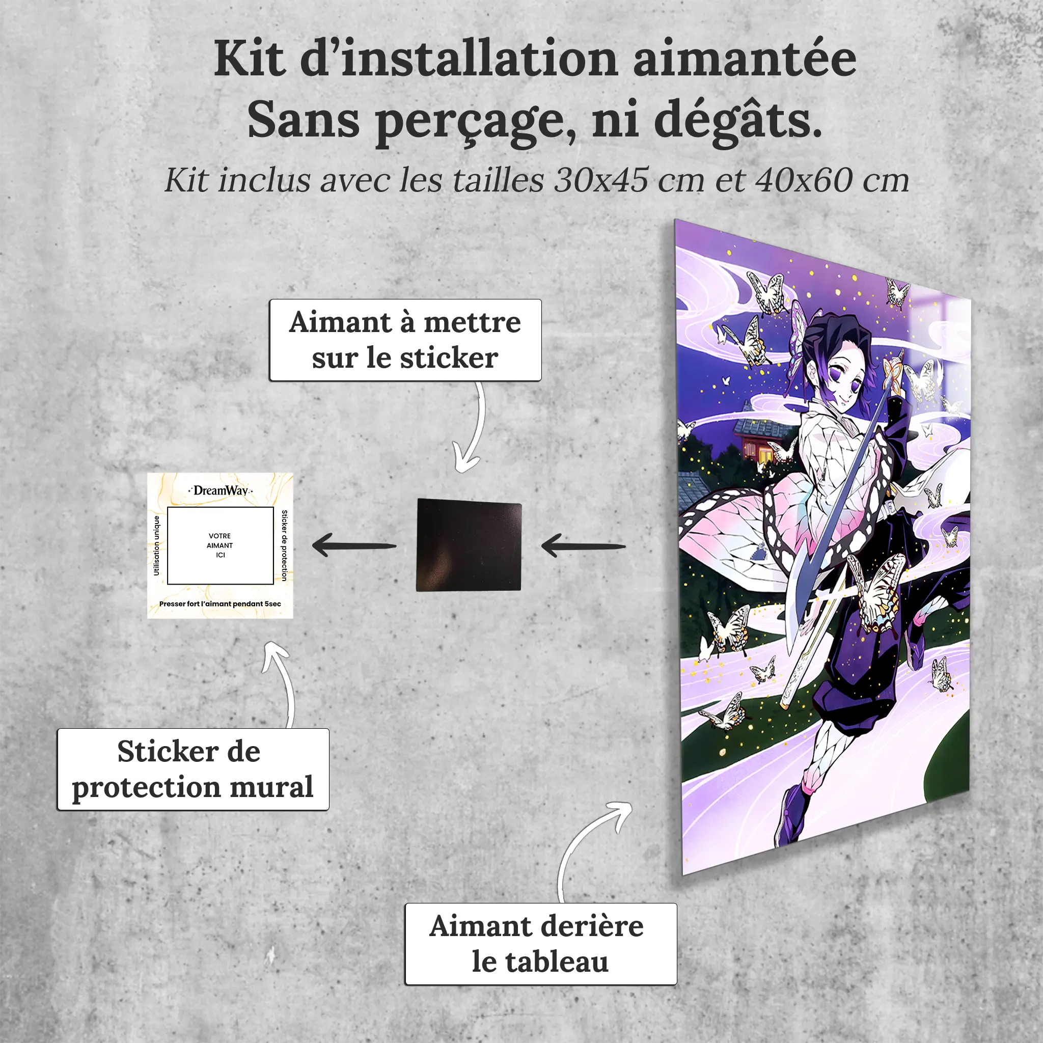 tableau-demon-slayer-shinobu-avec-installation-aimantee | DreamWay