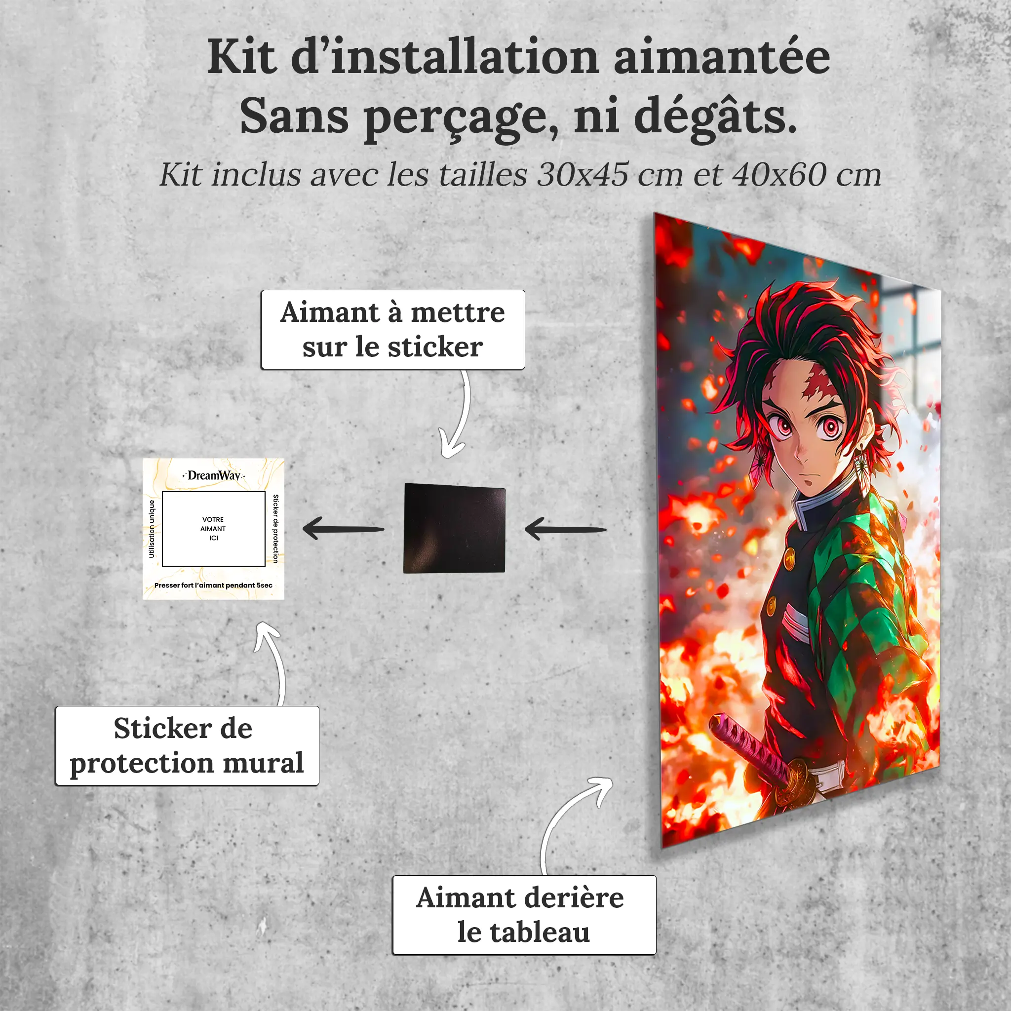 tableau-demon-slayer-tanjiro-avec-installation-aimantee | DreamWay