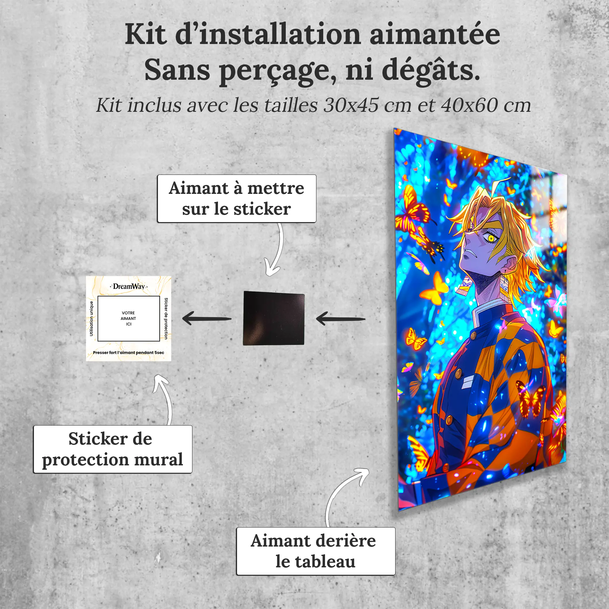 tableau-demon-slayer-zenitsu-avec-installation-aimantee | DreamWay