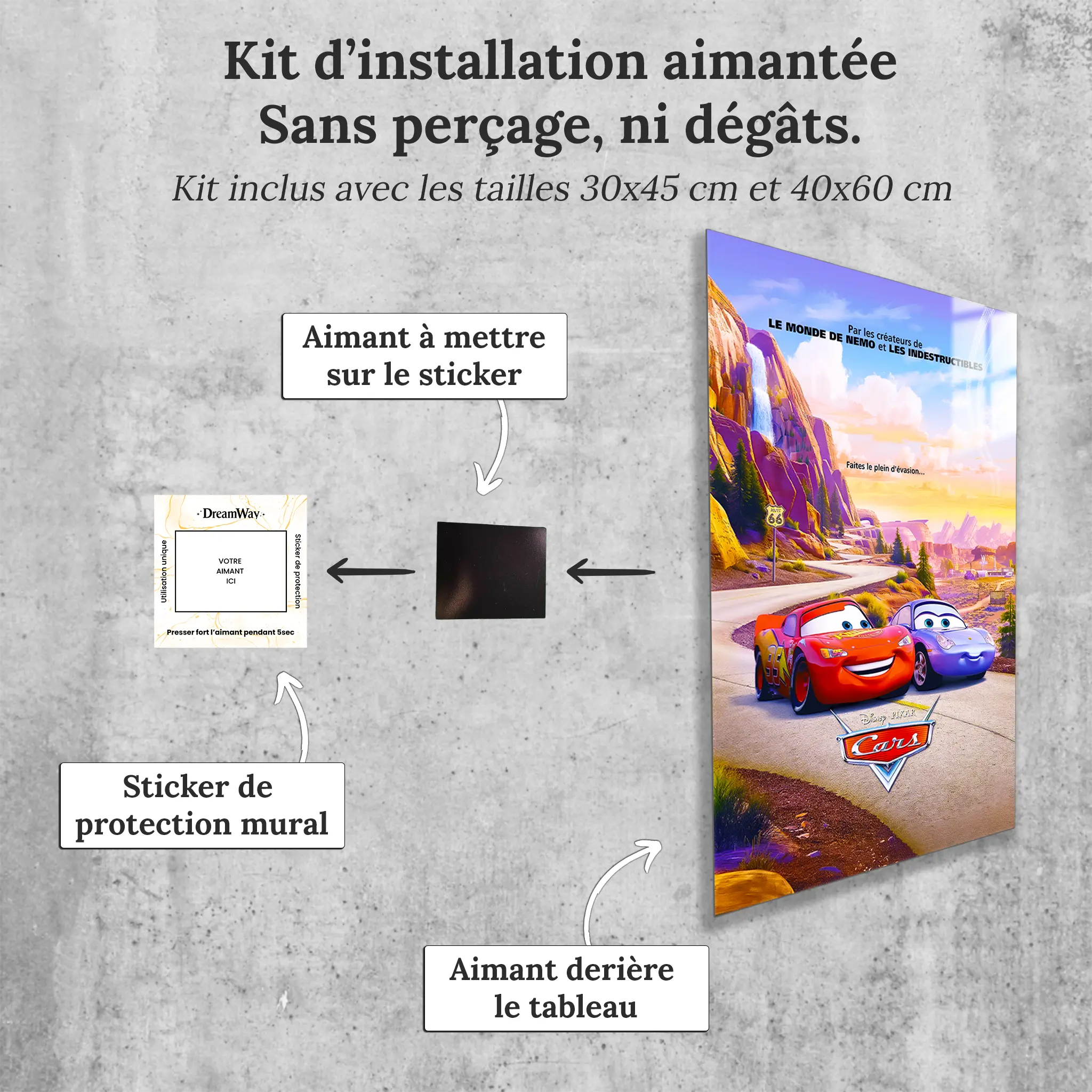 tableau-disney-affiche-cars-avec-installation-aimantee | DreamWay