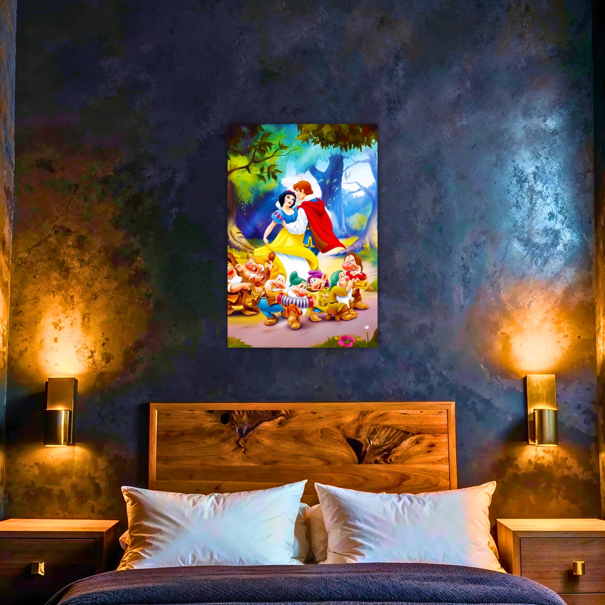 tableau-disney-blanche-neige-et-son-prince-avec-les-sept-nains | DreamWay
