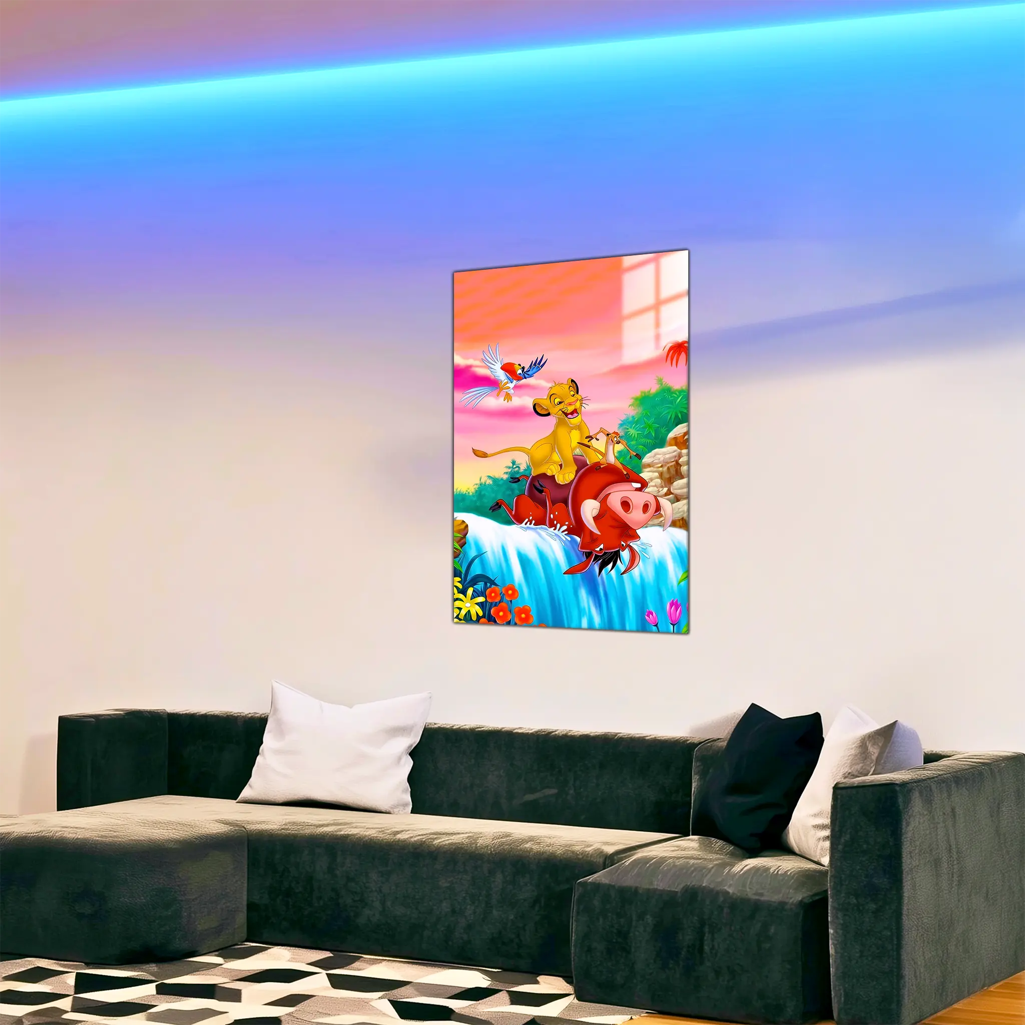 tableau-disney-le-roi-lion-cascade-fleurs-dans-le-salon | DreamWay