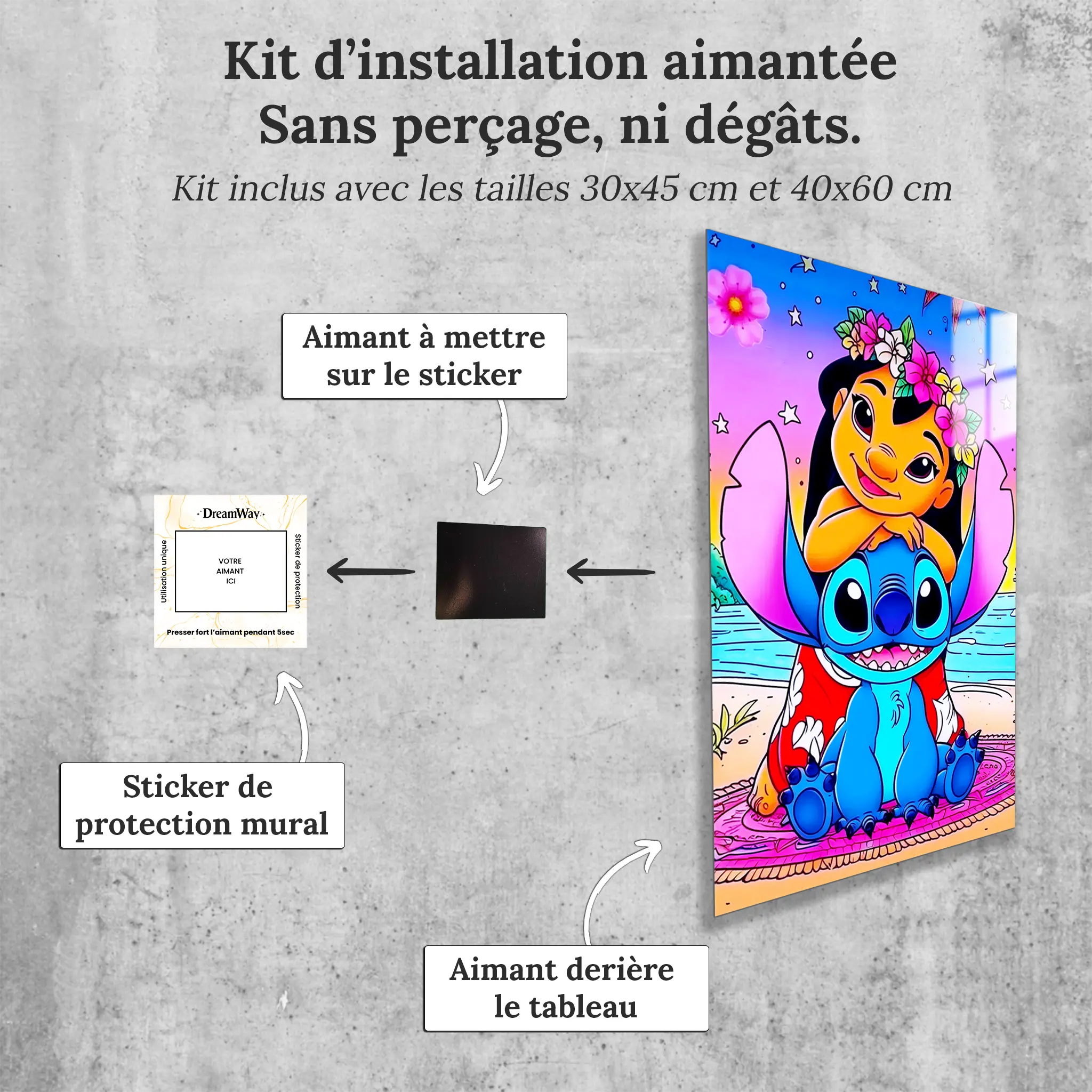 tableau-disney-lilo-et-stitch-plage-avec-installation-aimantee | DreamWay