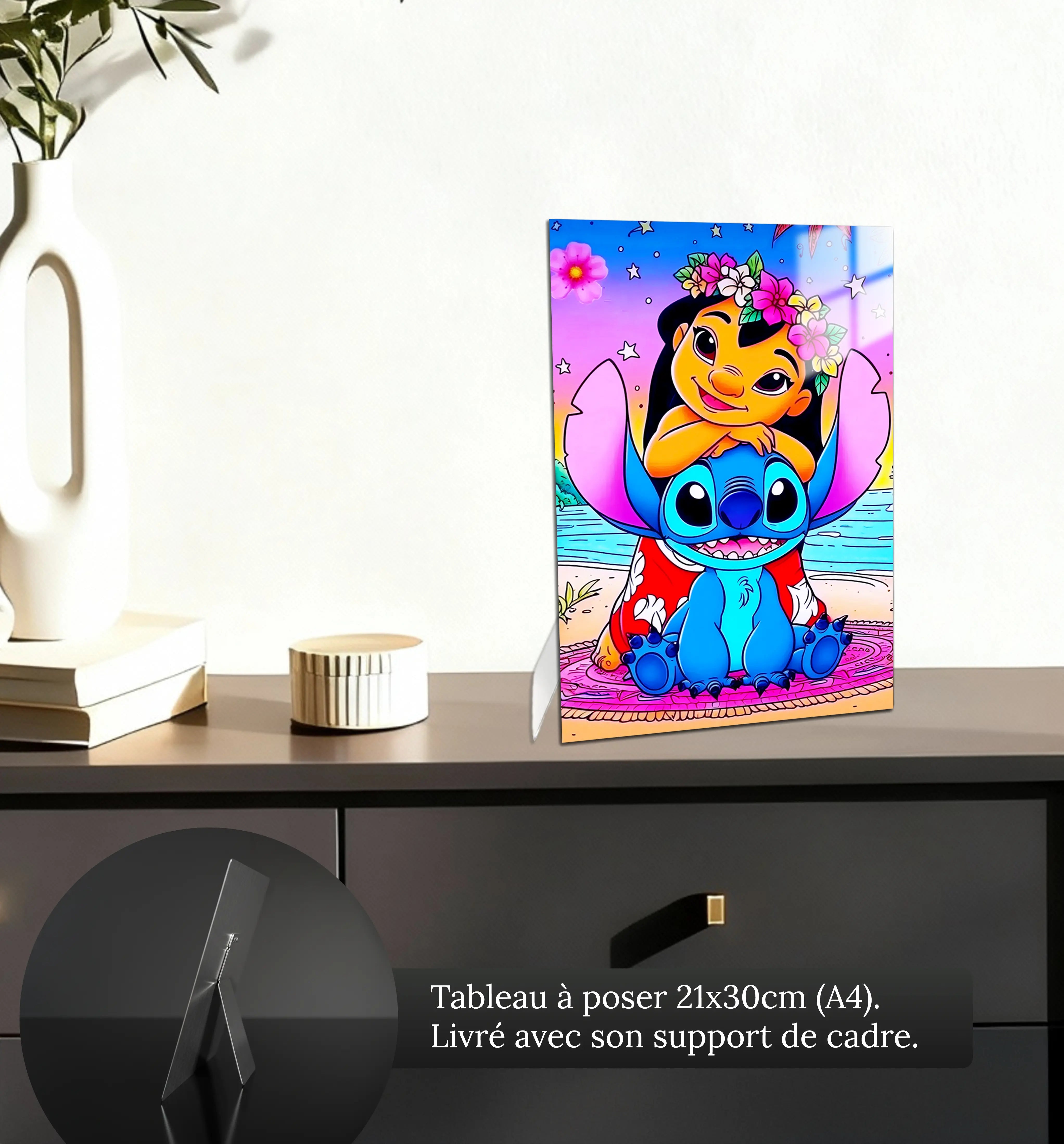 tableau-disney-lilo-et-stitch-plage-petit-format-a-poser-sur-meuble | DreamWay