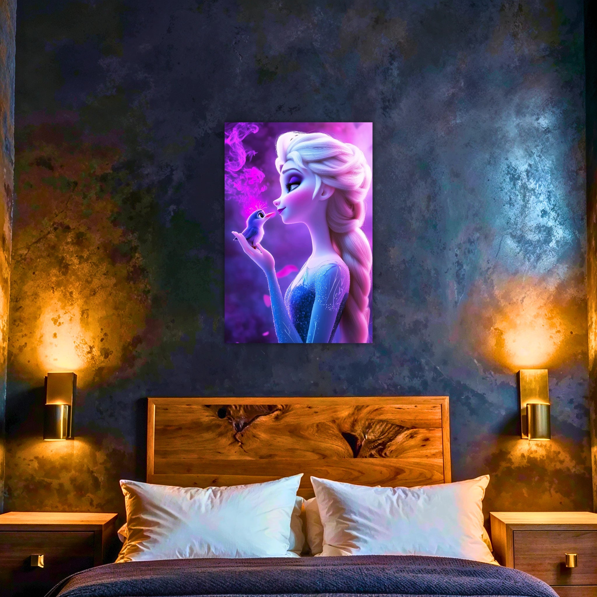 Tableau La Reine Des Neiges Elsa Oiseau Violet