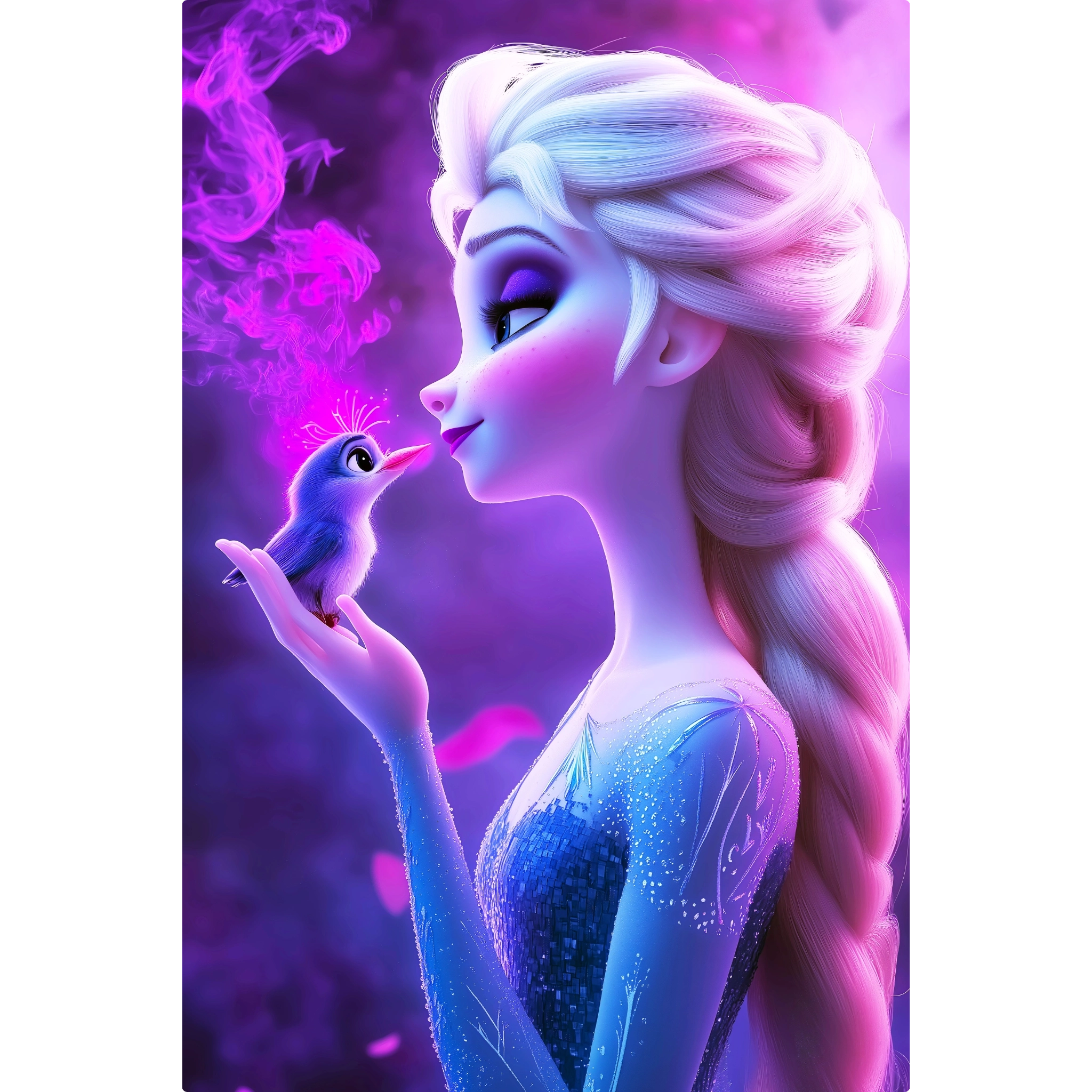 Tableau La Reine Des Neiges Elsa Oiseau Violet