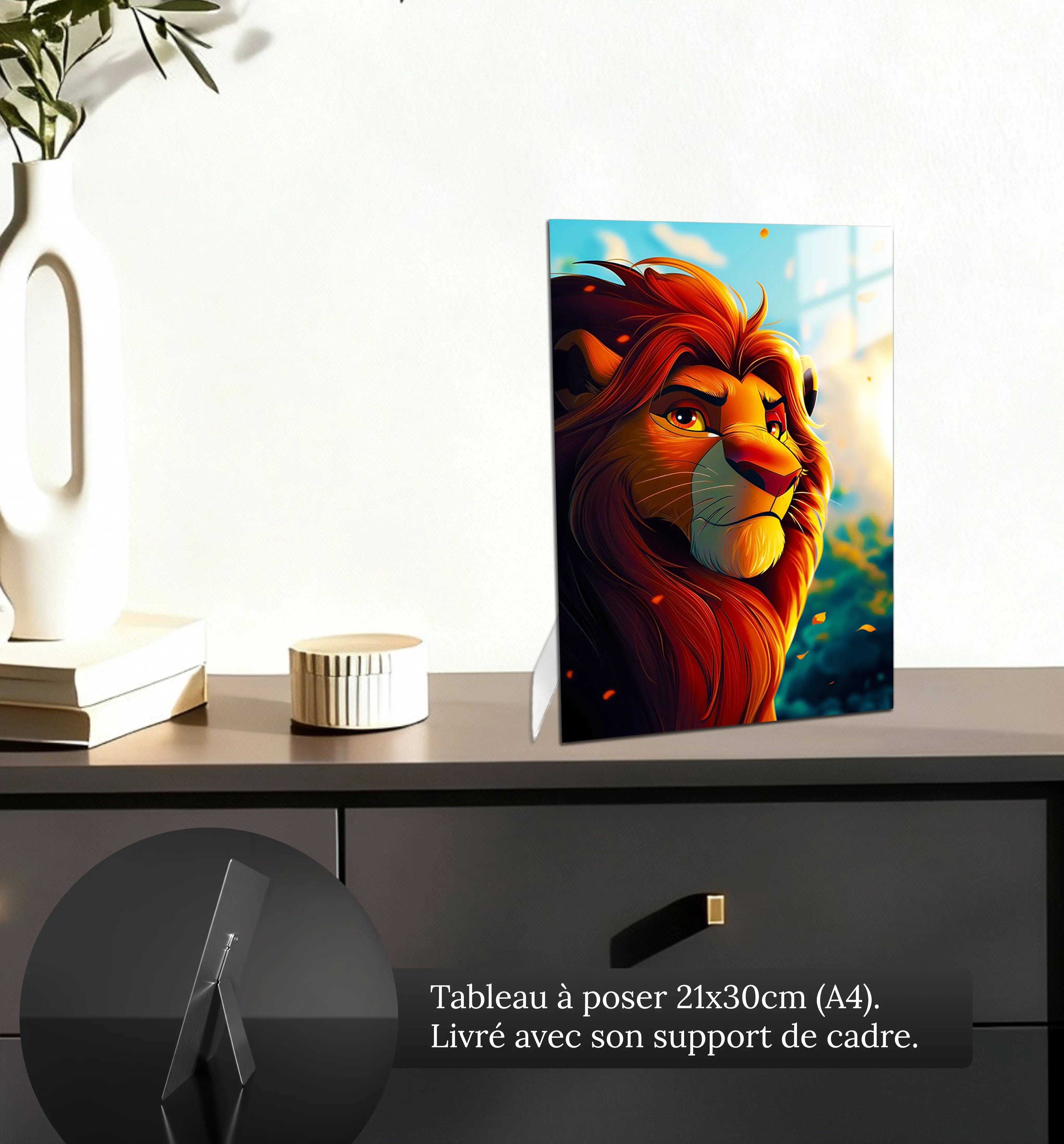 tableau-disney-roi-lion-mufasa-rayon-de-soleil-petit-format-a-poser-sur-meuble | DreamWay