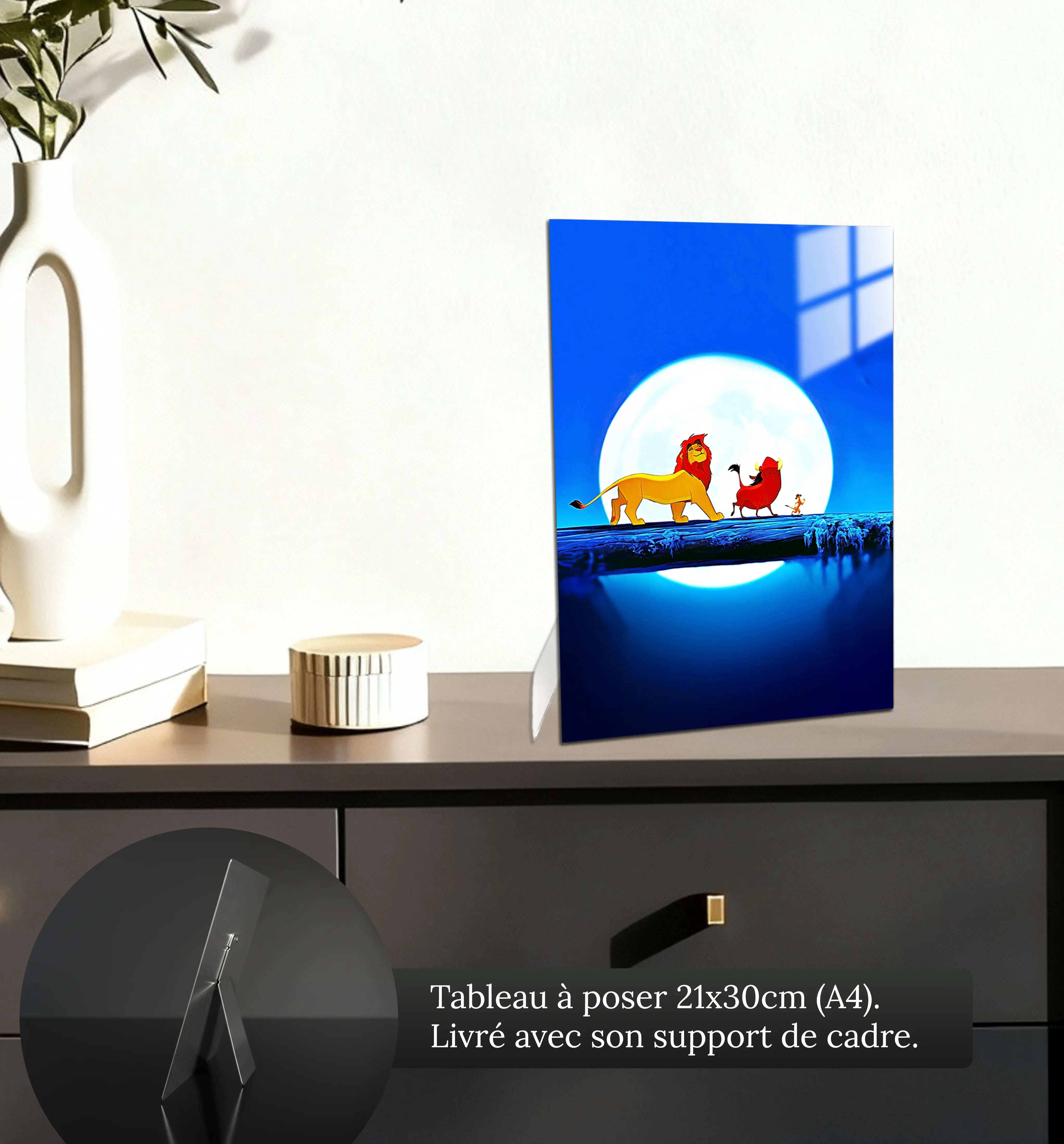 tableau-disney-roi-lion-simba-et-ses-amis-danse-petit-format-a-poser-sur-meuble | DreamWay