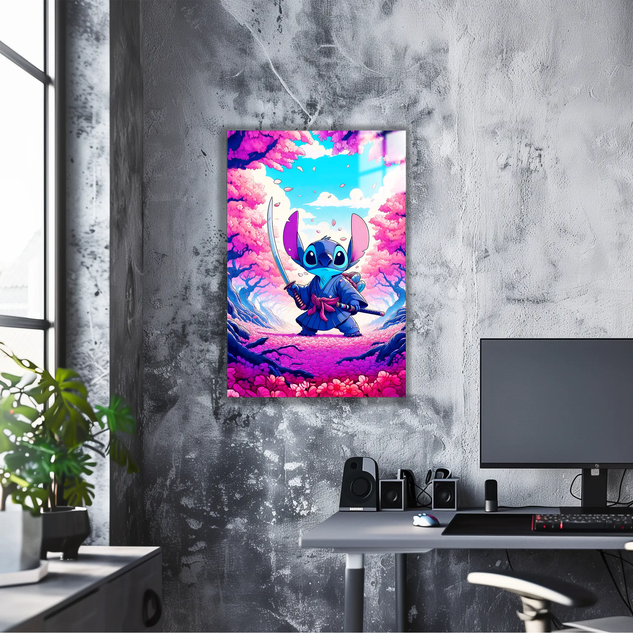 tableau-disney-stitch-japonais-sakura-katana | DreamWay