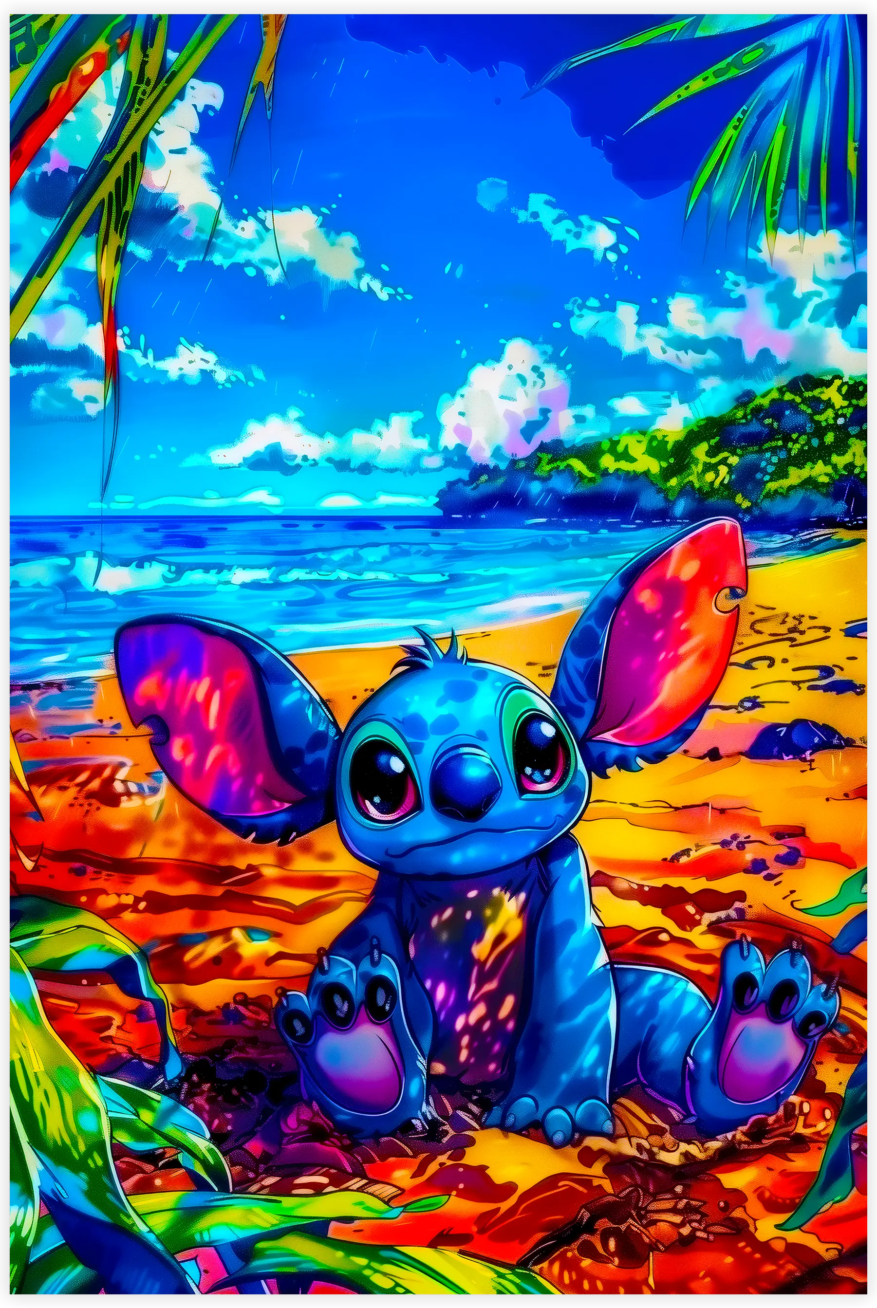 tableau-disney-stitch-sur-la-plage | DreamWay