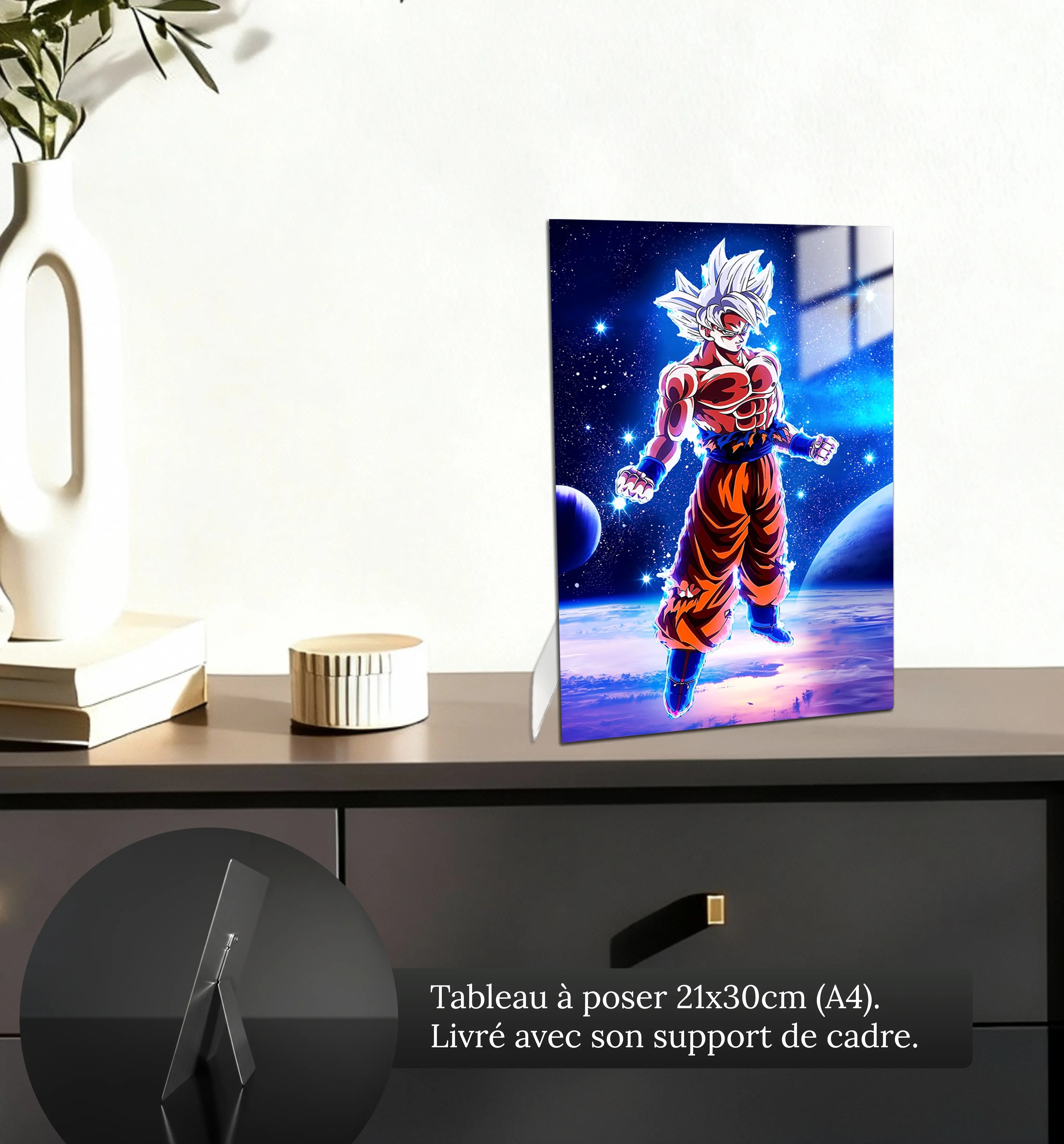 tableau-dragon-ball-goku-ultra-instinct-galaxie-petit-format-a-poser-sur-meuble | DreamWay