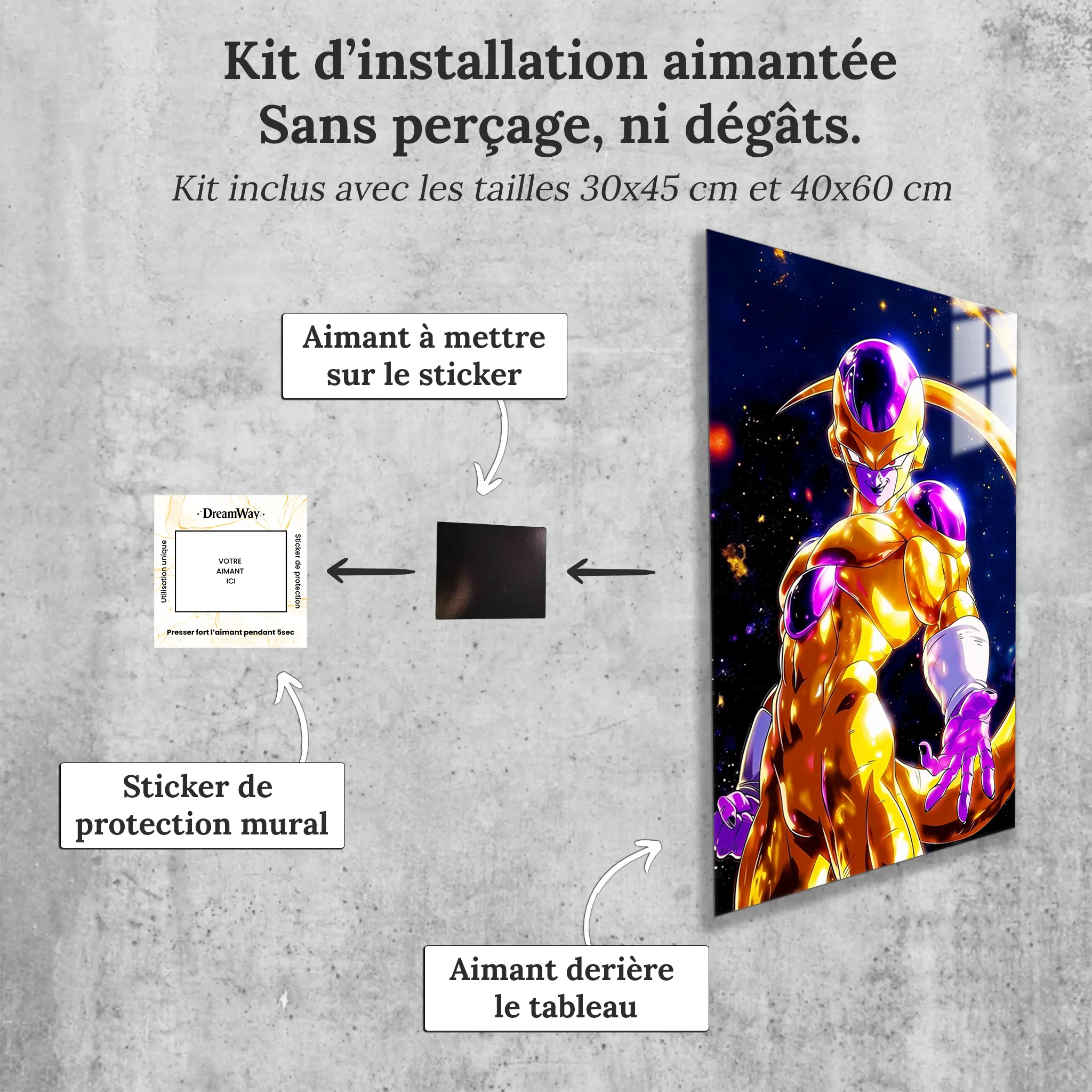 tableau-dragon-ball-z-gold-freezer-avec-installation-aimantee | DreamWay