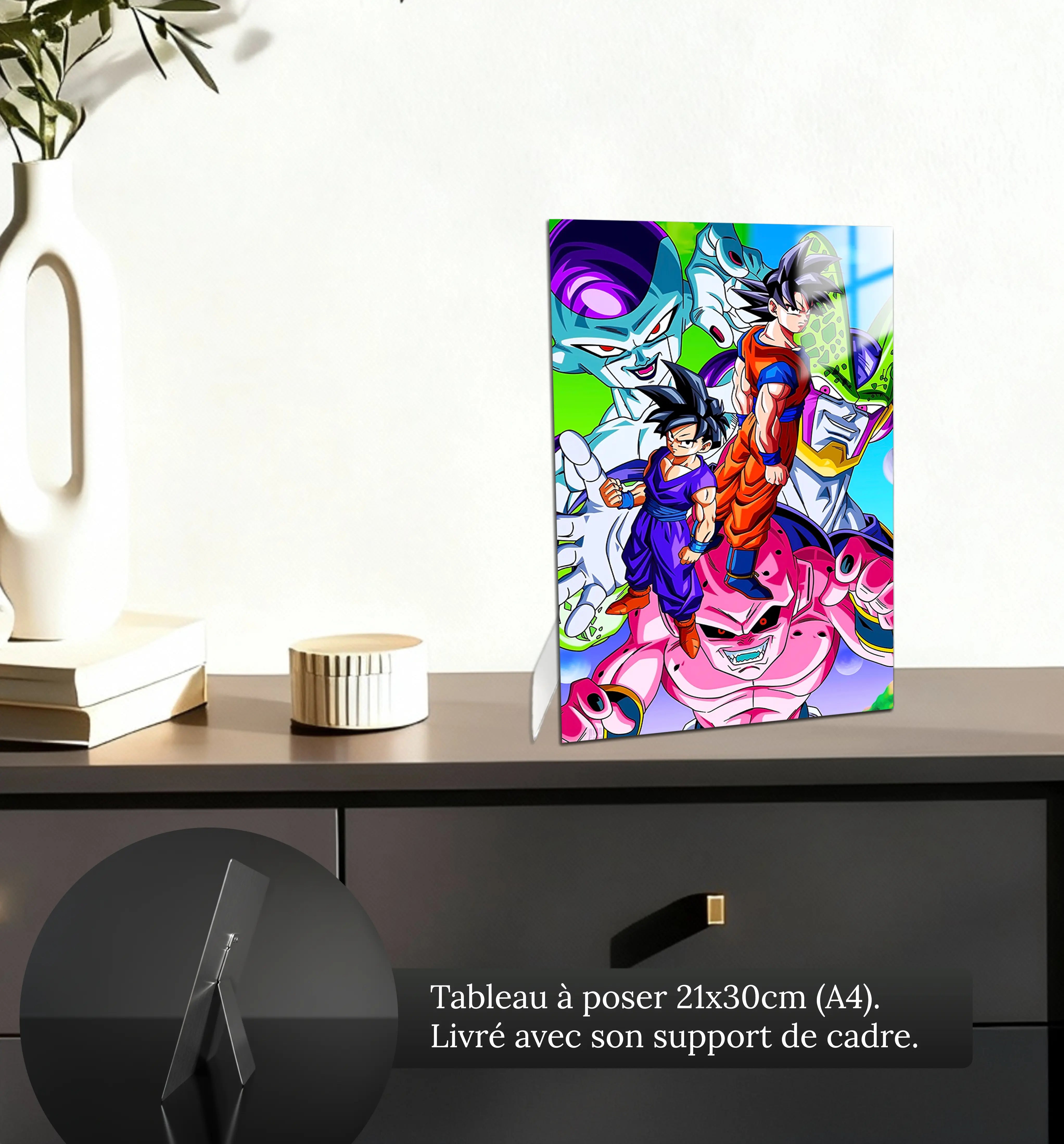 tableau-dragon-ball-z-les-heros-et-les-mechants-petit-format-a-poser-sur-meuble | DreamWay