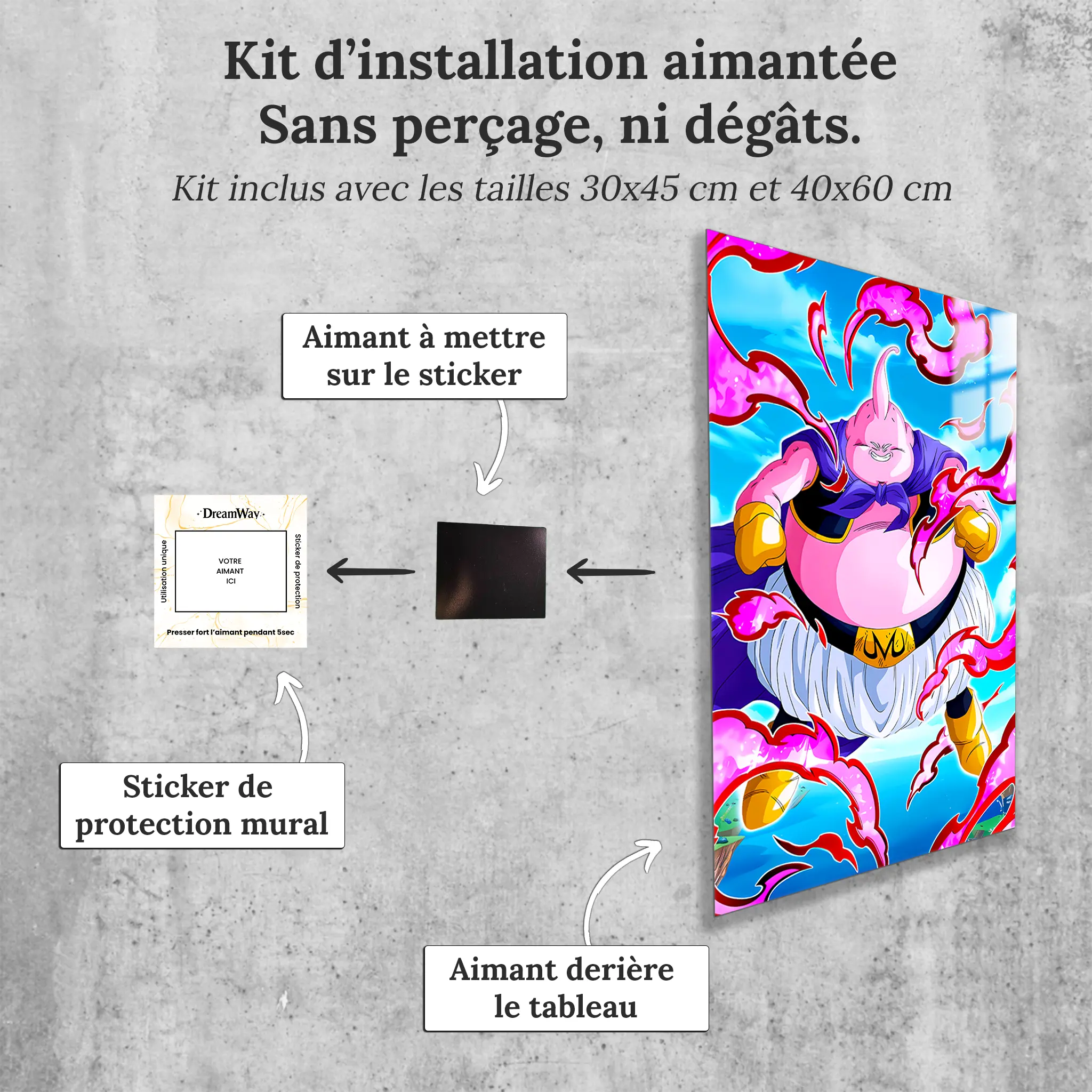 tableau-dragon-ball-z-majin-boo-avec-installation-aimantee | DreamWay