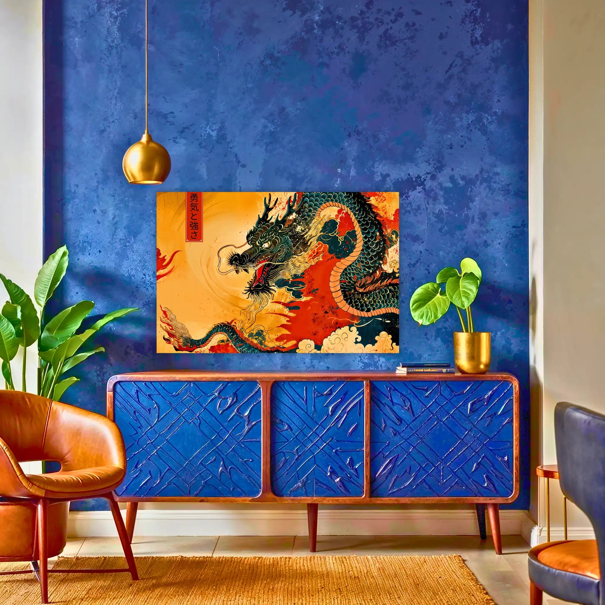 tableau-dragon-japonais-au-dessus-du-buffet | DreamWay