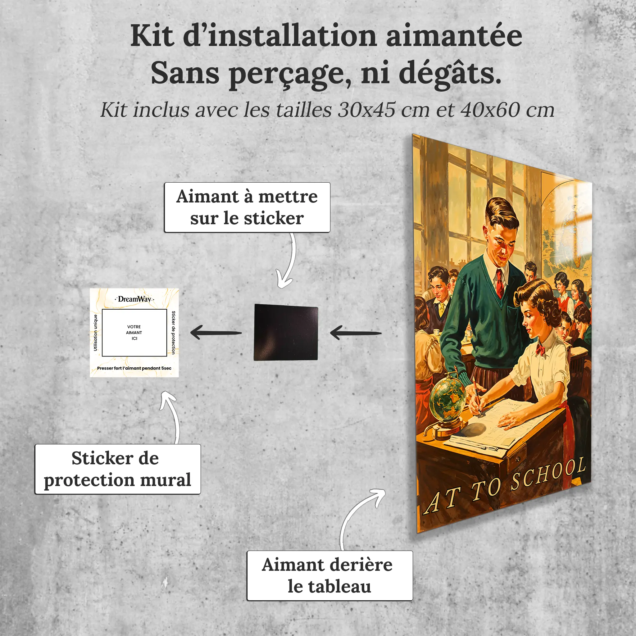 tableau-ecolier-vintage-avec-installation-aimantee | DreamWay