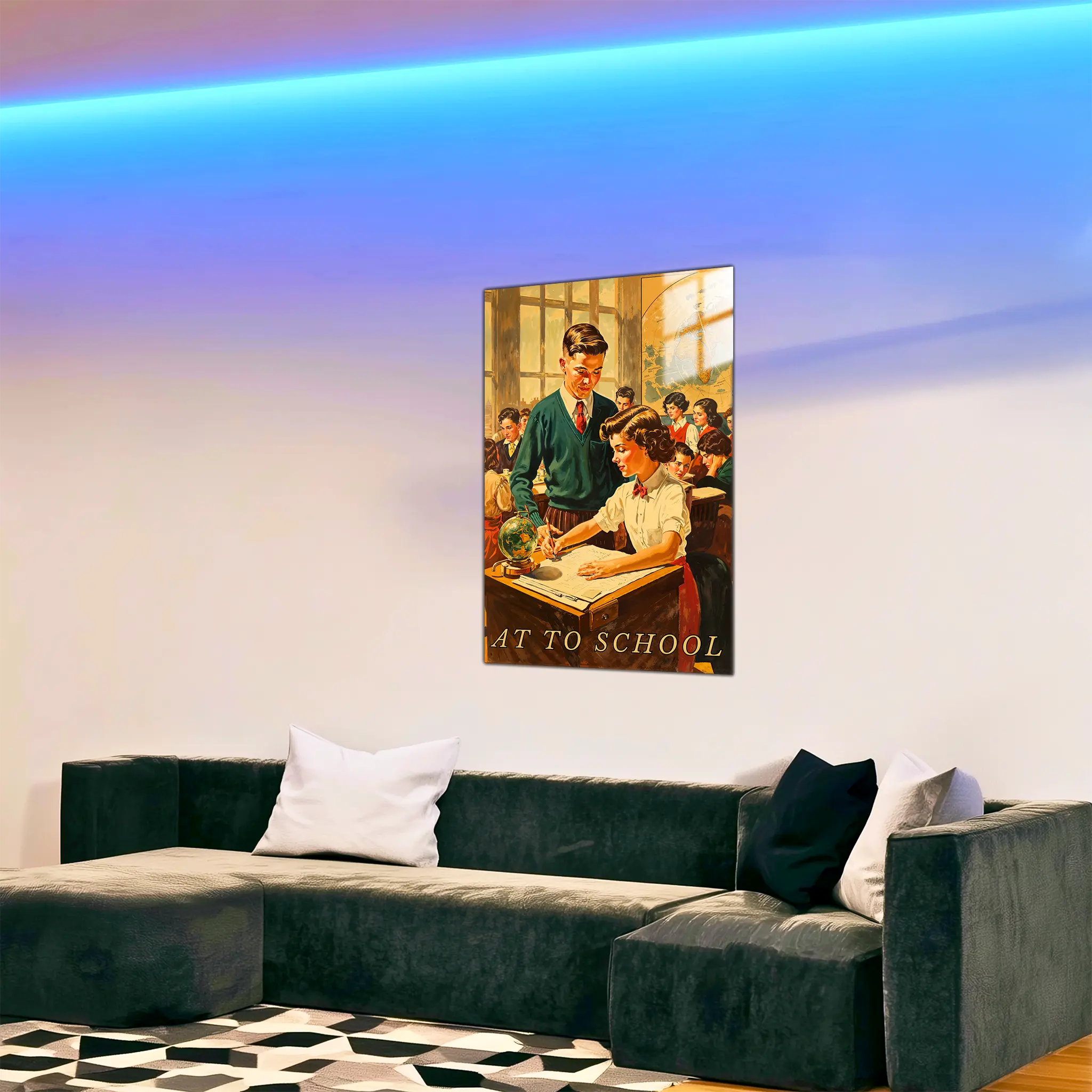 tableau-ecolier-vintage-dans-le-salon | DreamWay