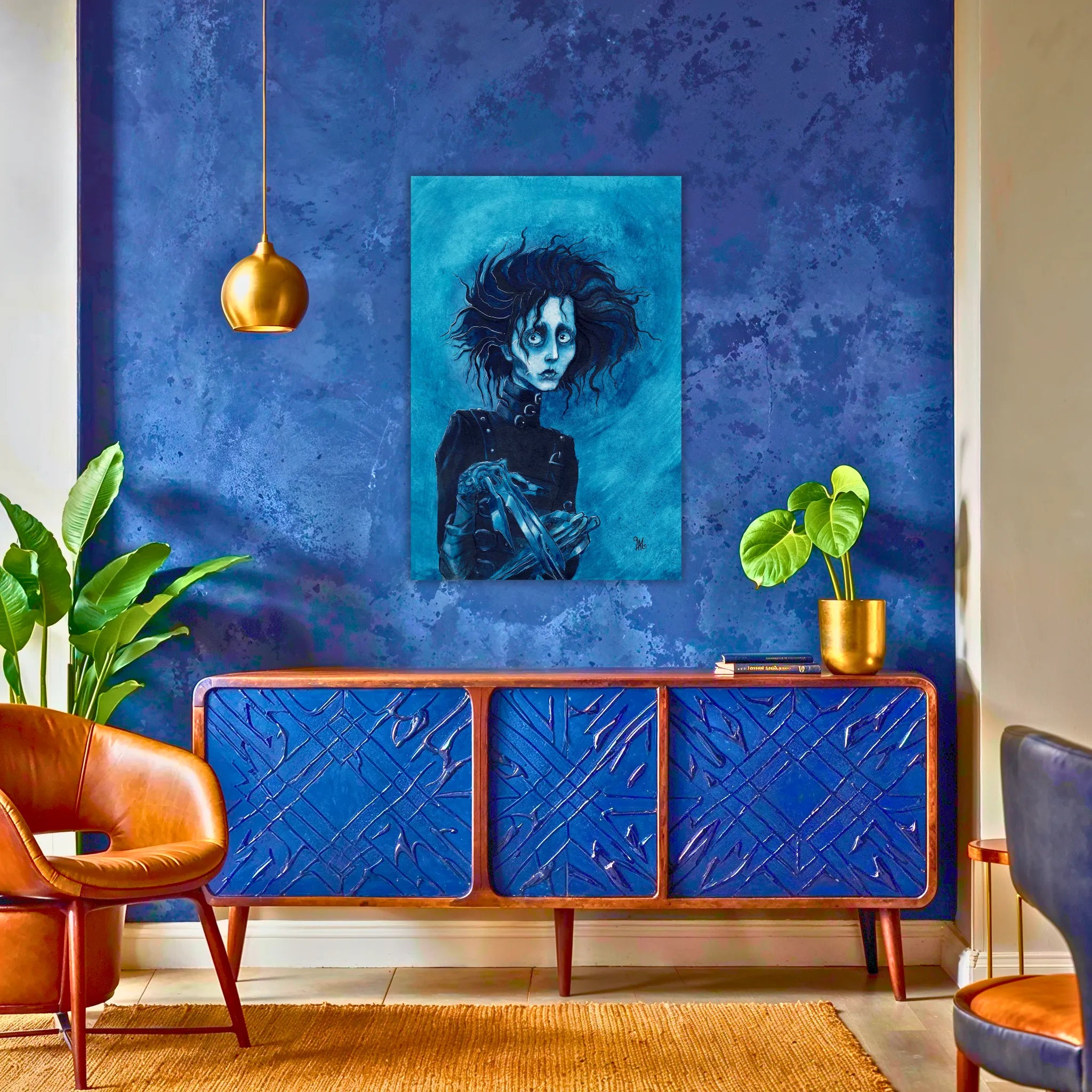 tableau-edward-aux-mains-argent-au-dessus-du-buffet | DreamWay