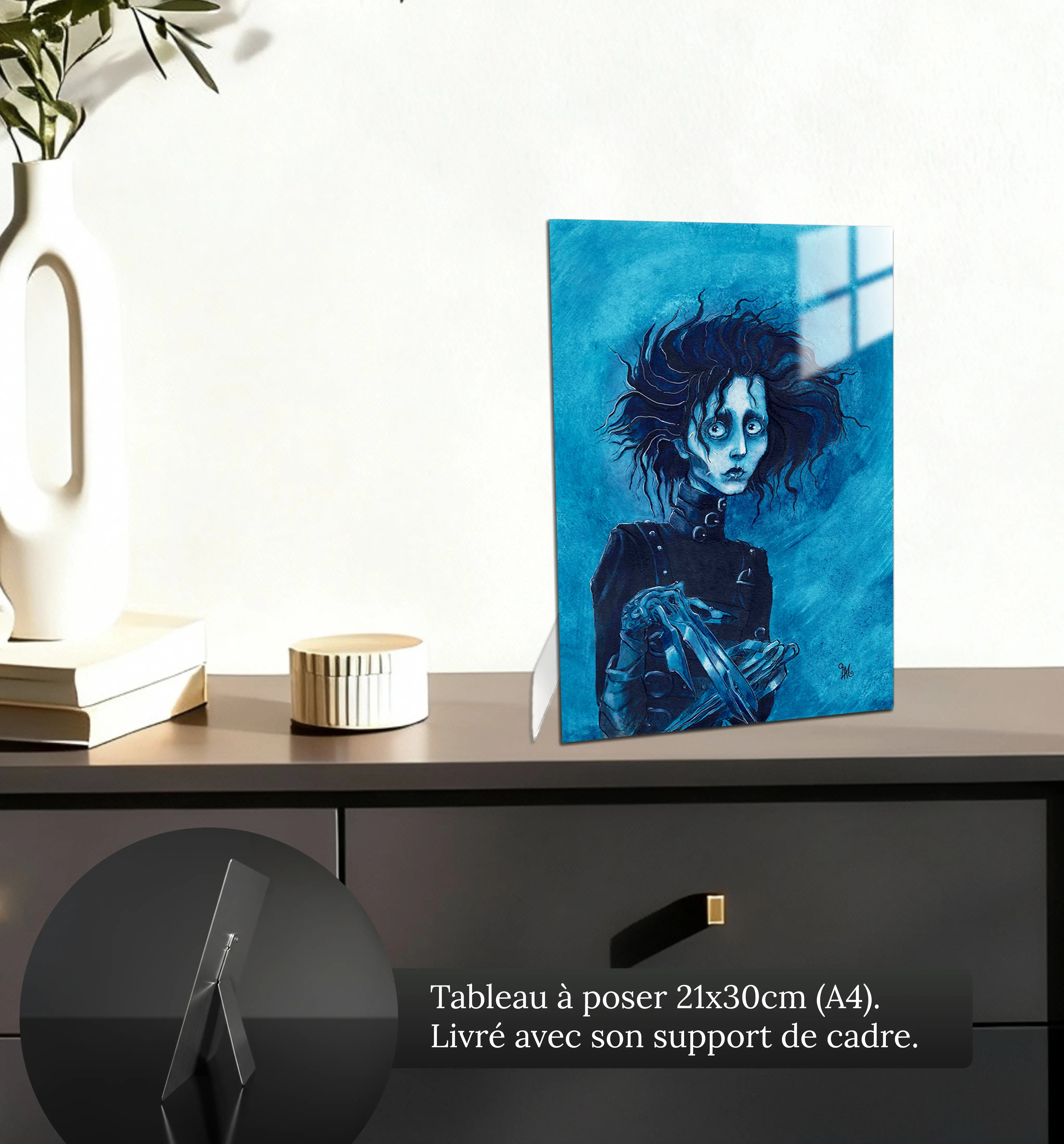 tableau-edward-aux-mains-argent-petit-format-a-poser-sur-meuble | DreamWay