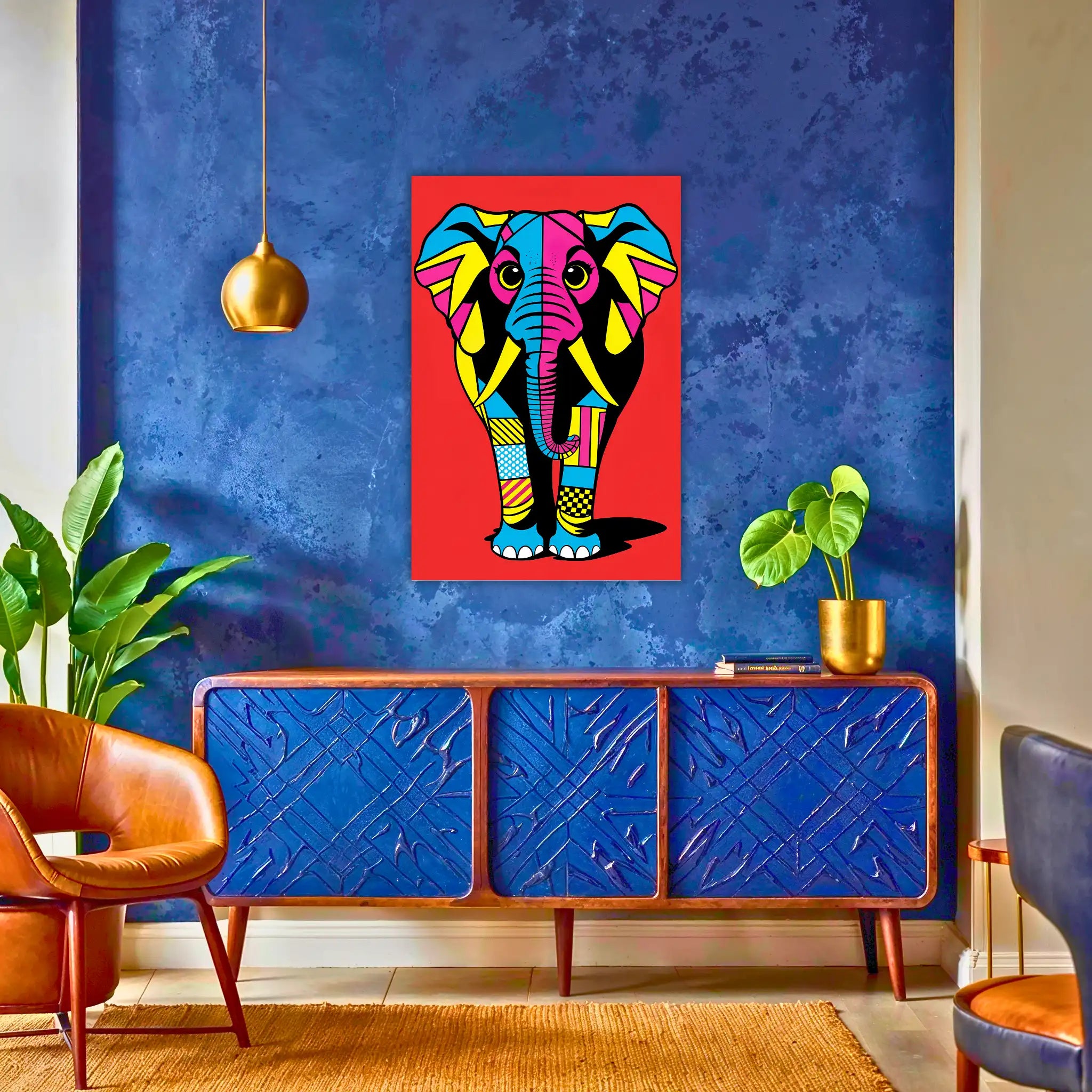 tableau-elephant-pop-art-au-dessus-du-buffet | DreamWay