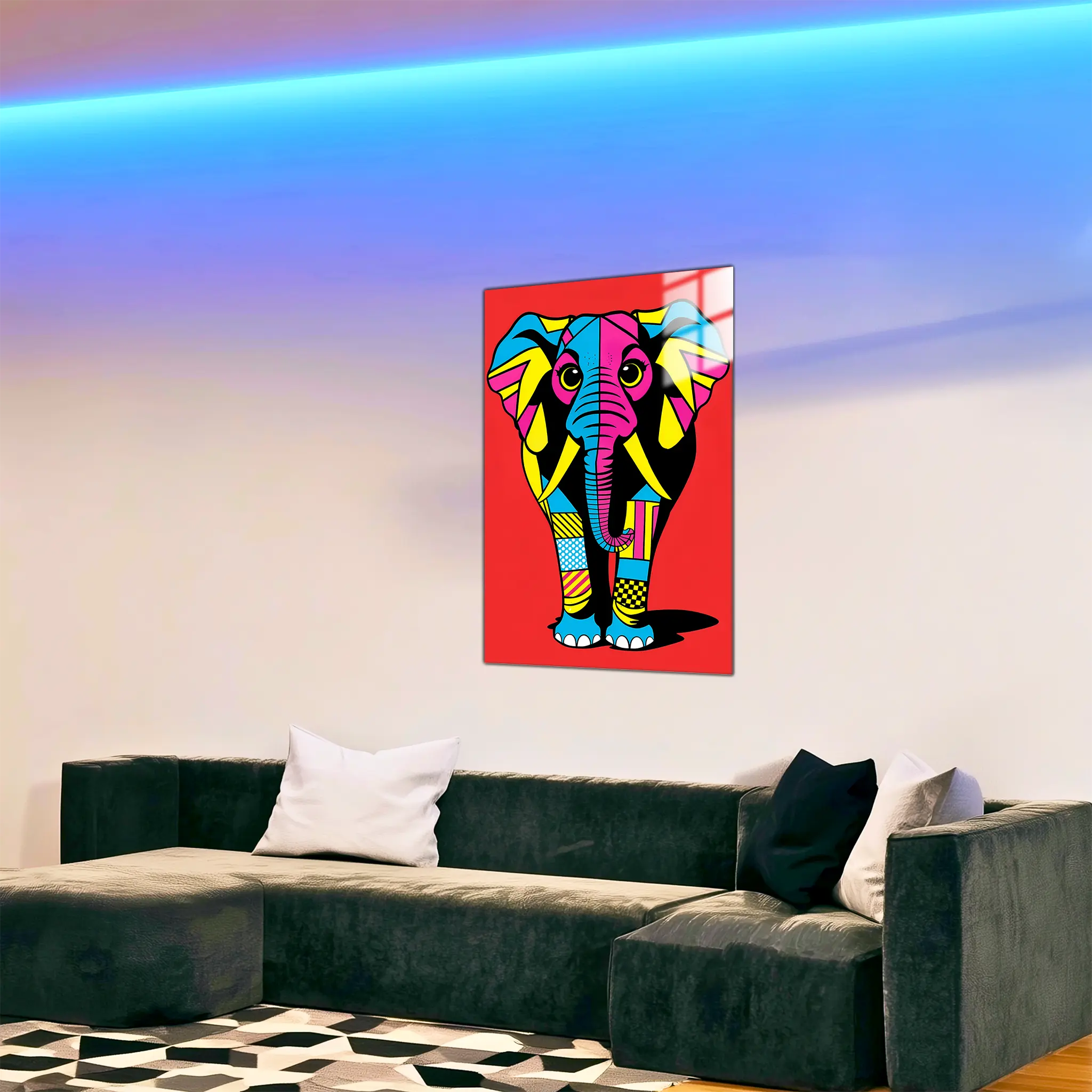 tableau-elephant-pop-art-dans-le-salon | DreamWay