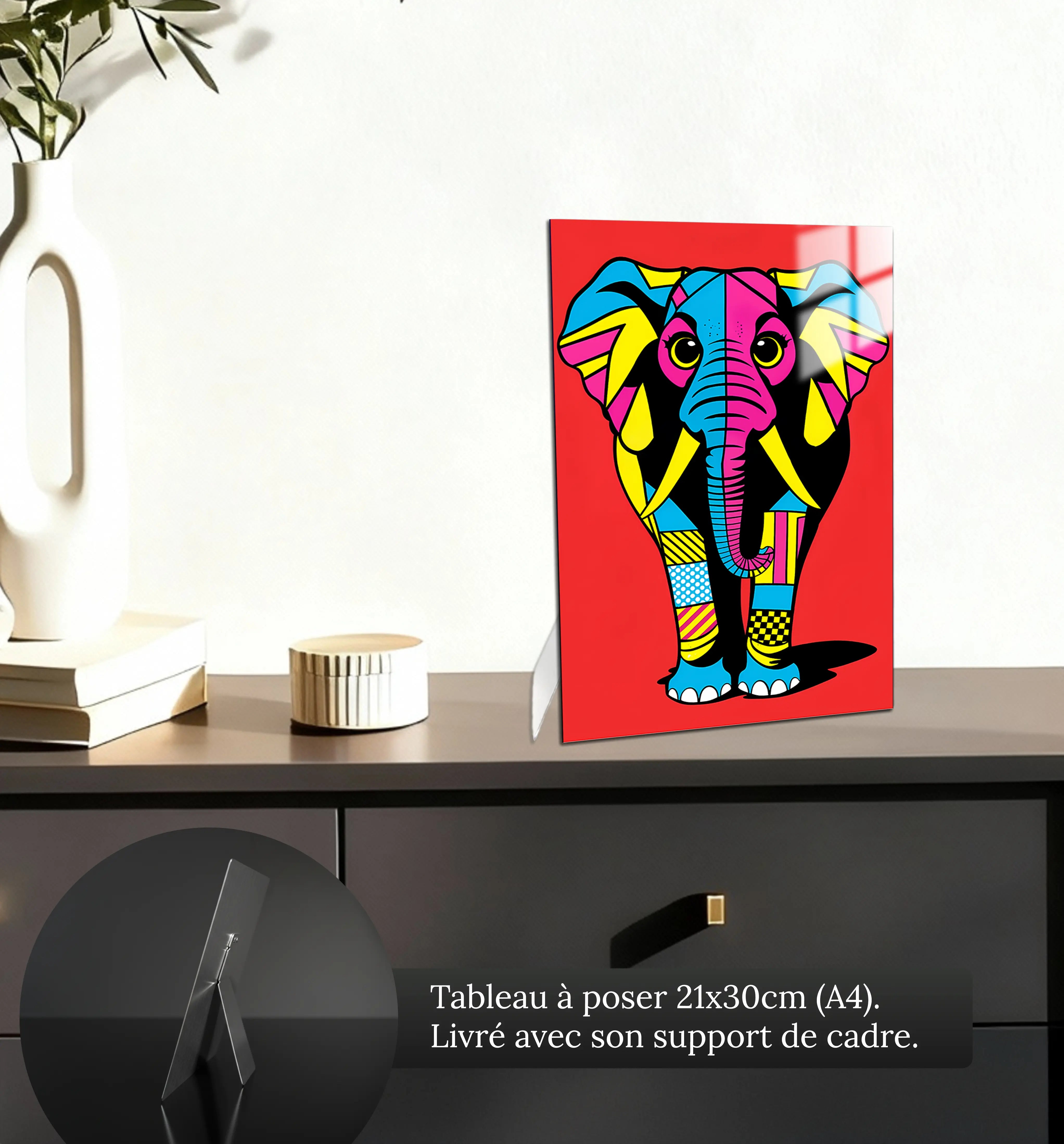 tableau-elephant-pop-art-petit-format-a-poser-sur-meuble | DreamWay