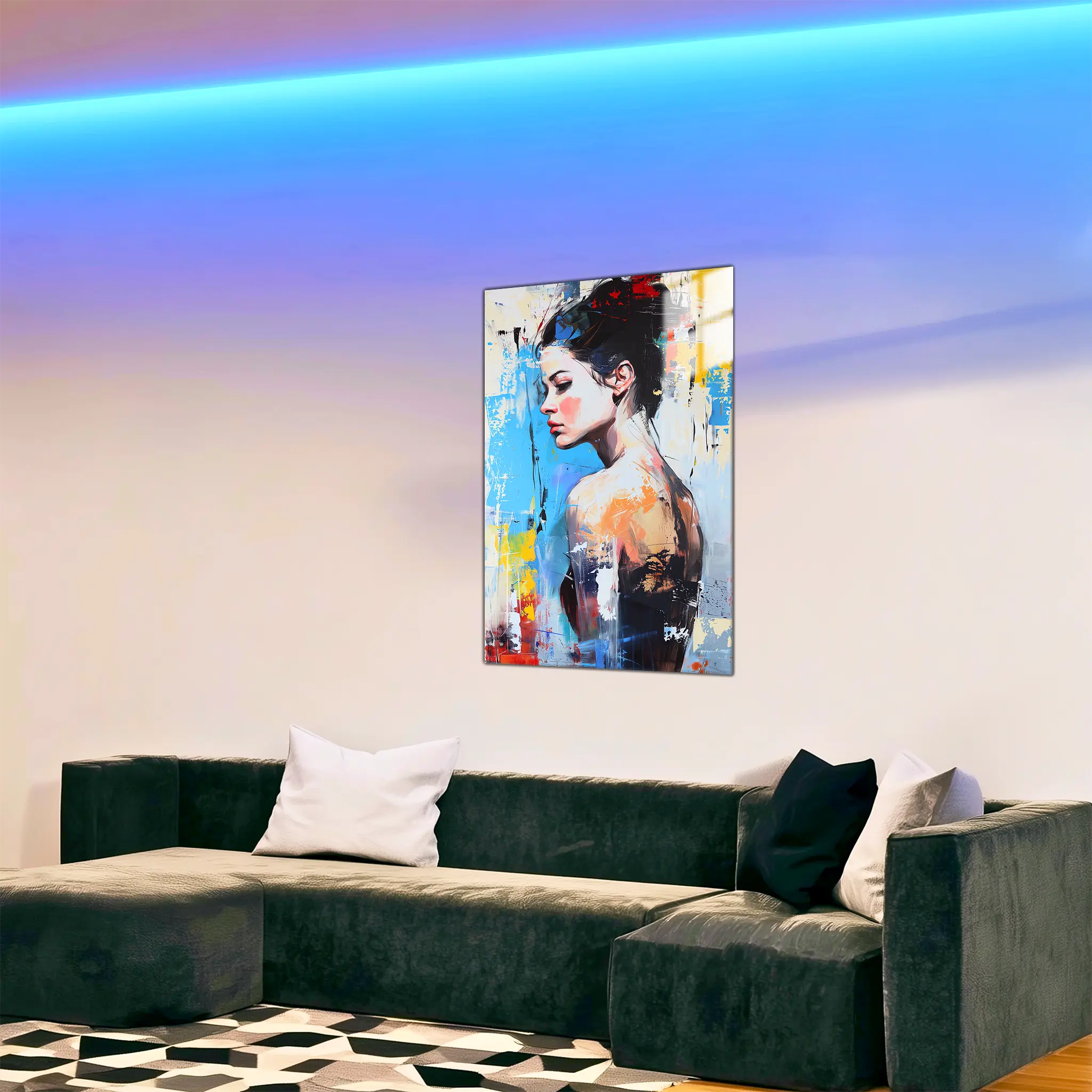 tableau-femme-abstrait-dans-le-salon | DreamWay