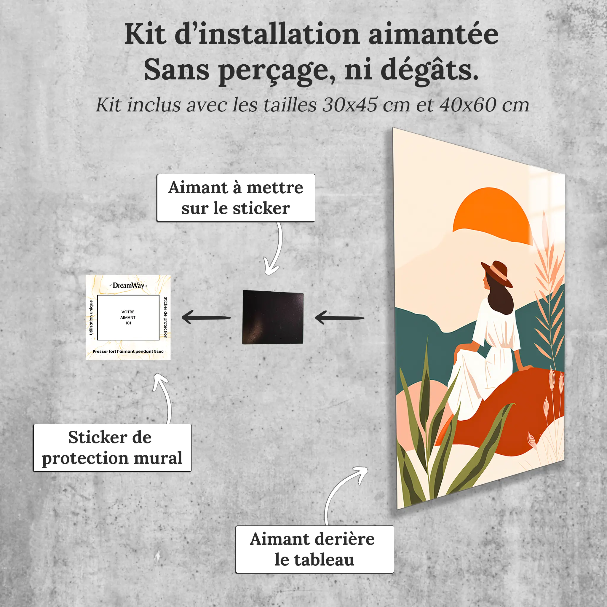 tableau-femme-boheme-avec-installation-aimantee | DreamWay