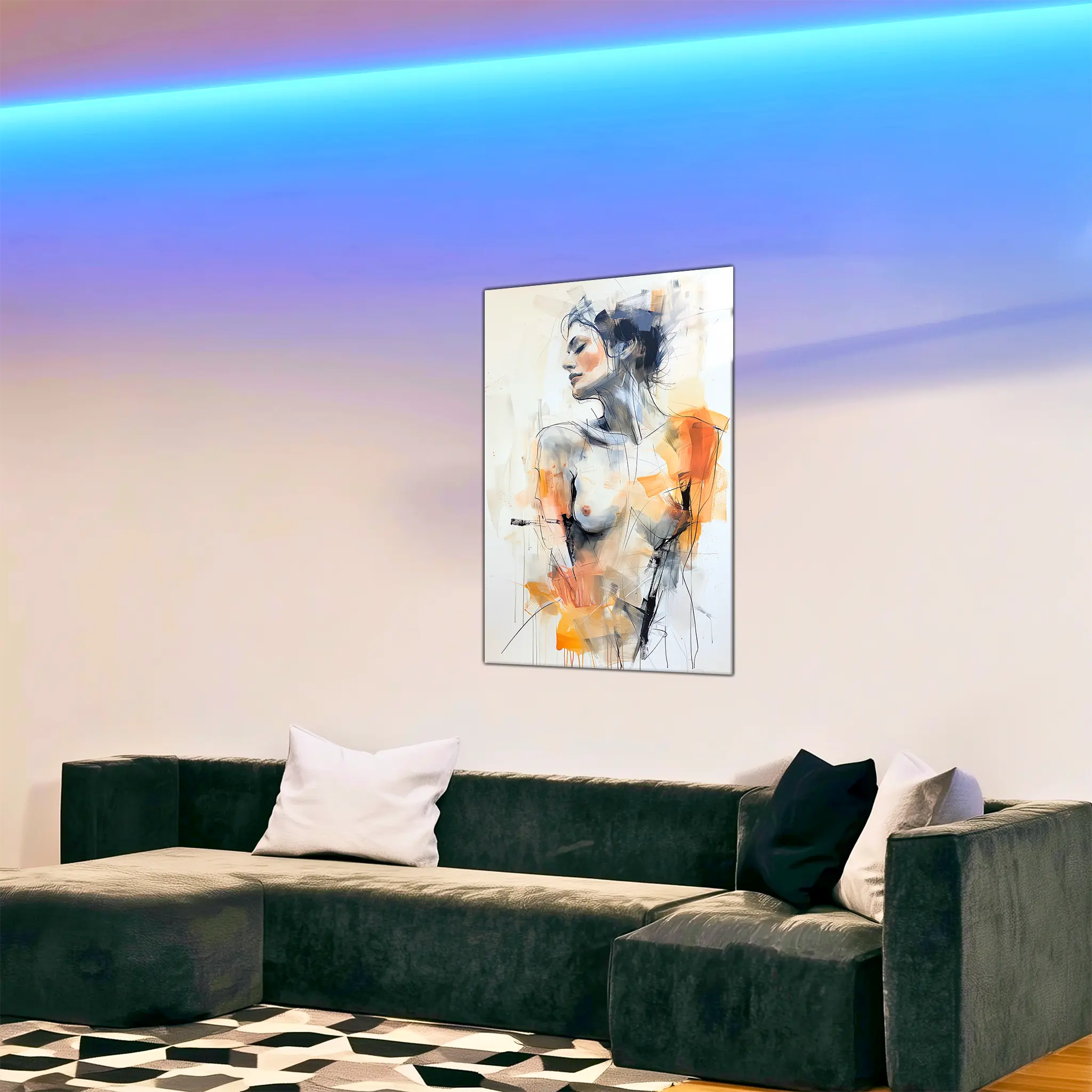 tableau-femme-nu-abstrait-dans-le-salon | DreamWay
