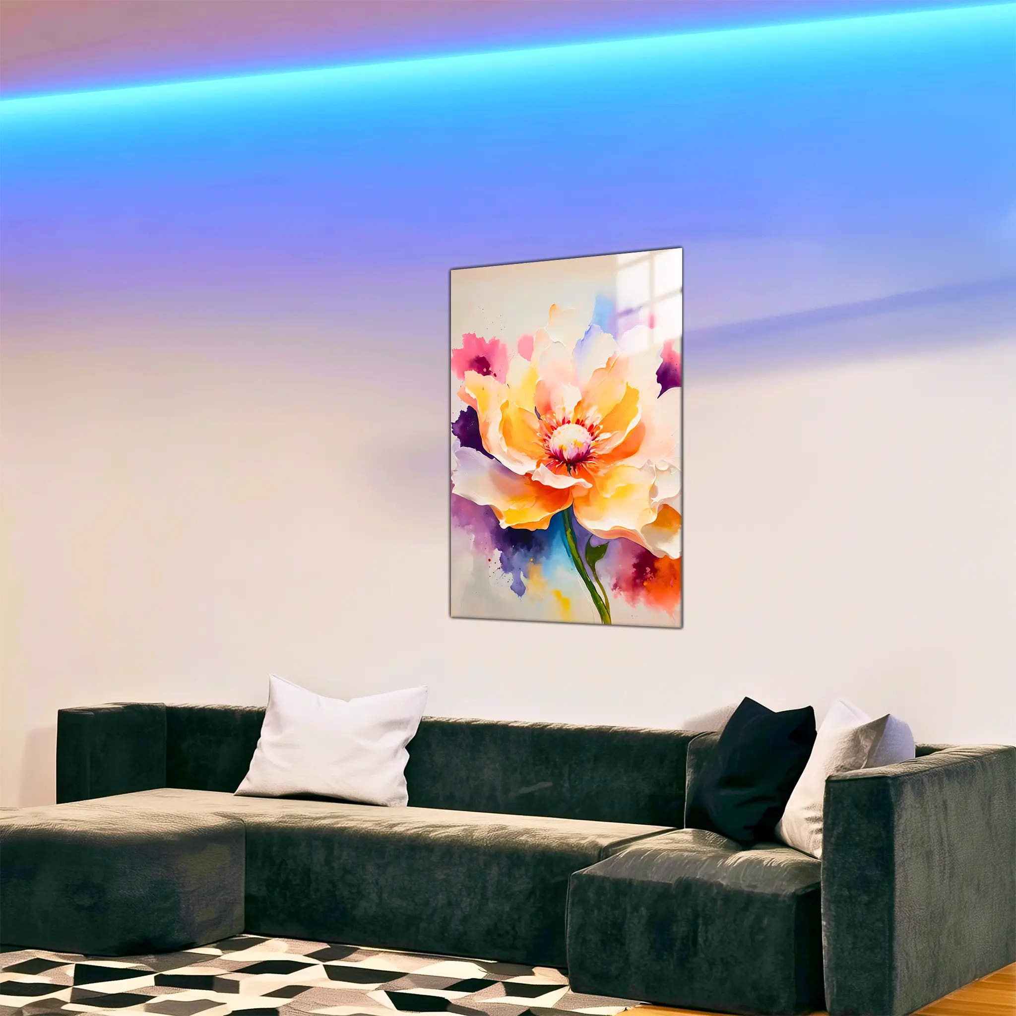 tableau-fleur-abstrait-dans-le-salon | DreamWay