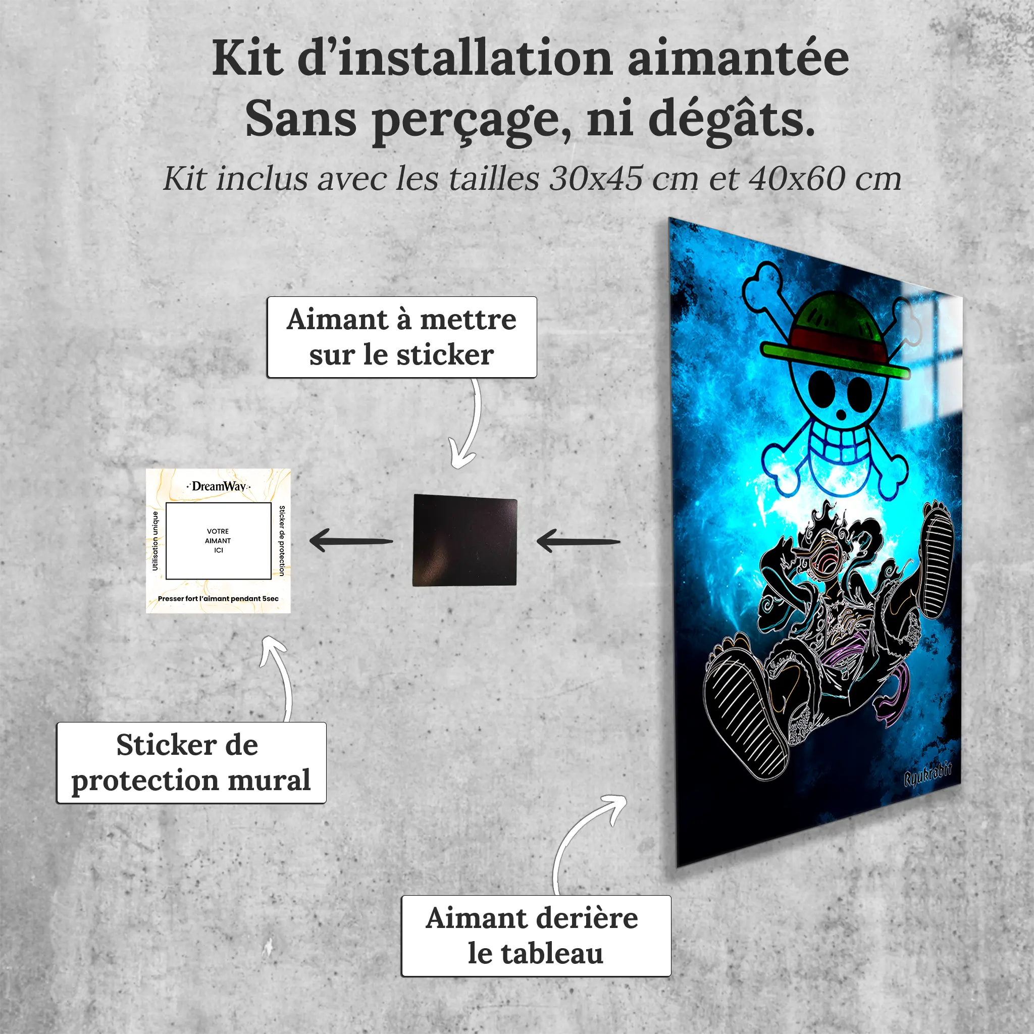 tableau-gear-5-luffy-avec-installation-aimantee | DreamWay