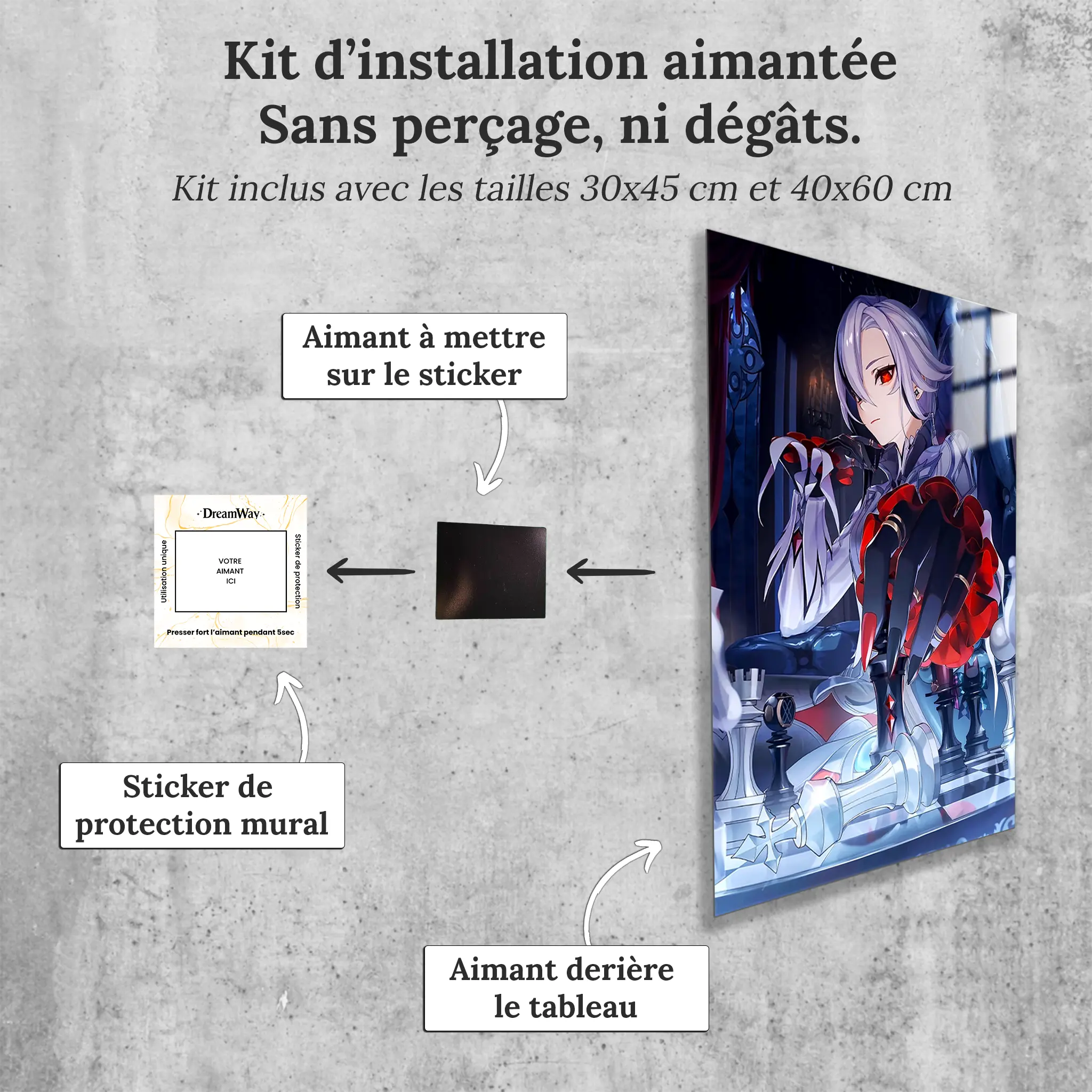 tableau-genshin-impact-arlecchino-avec-installation-aimantee | DreamWay