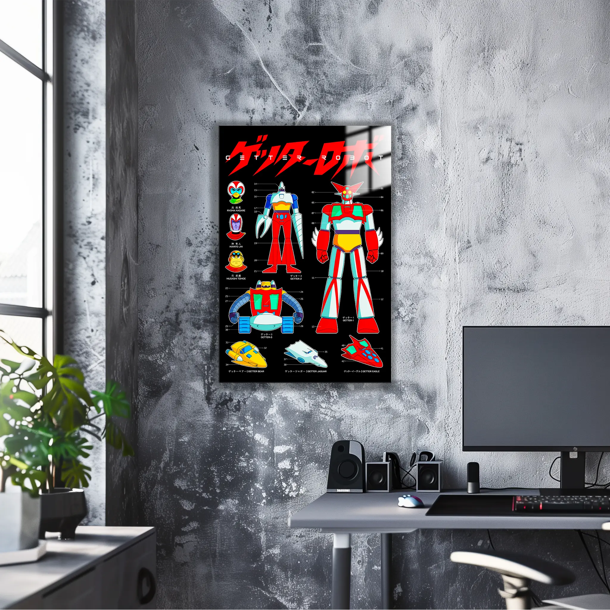 Tableau Getter Robo Affiche Noir