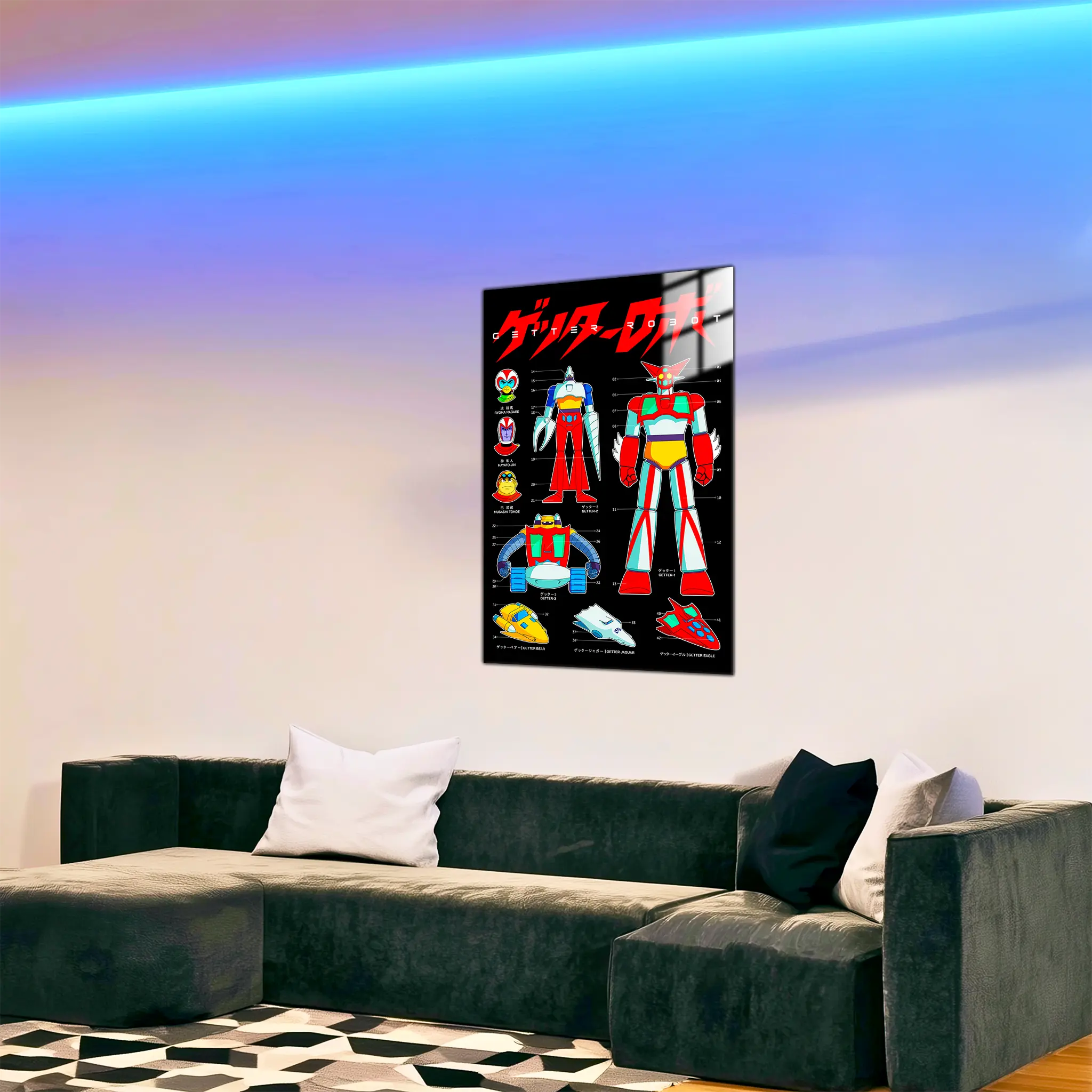 Tableau Getter Robo Affiche Noir