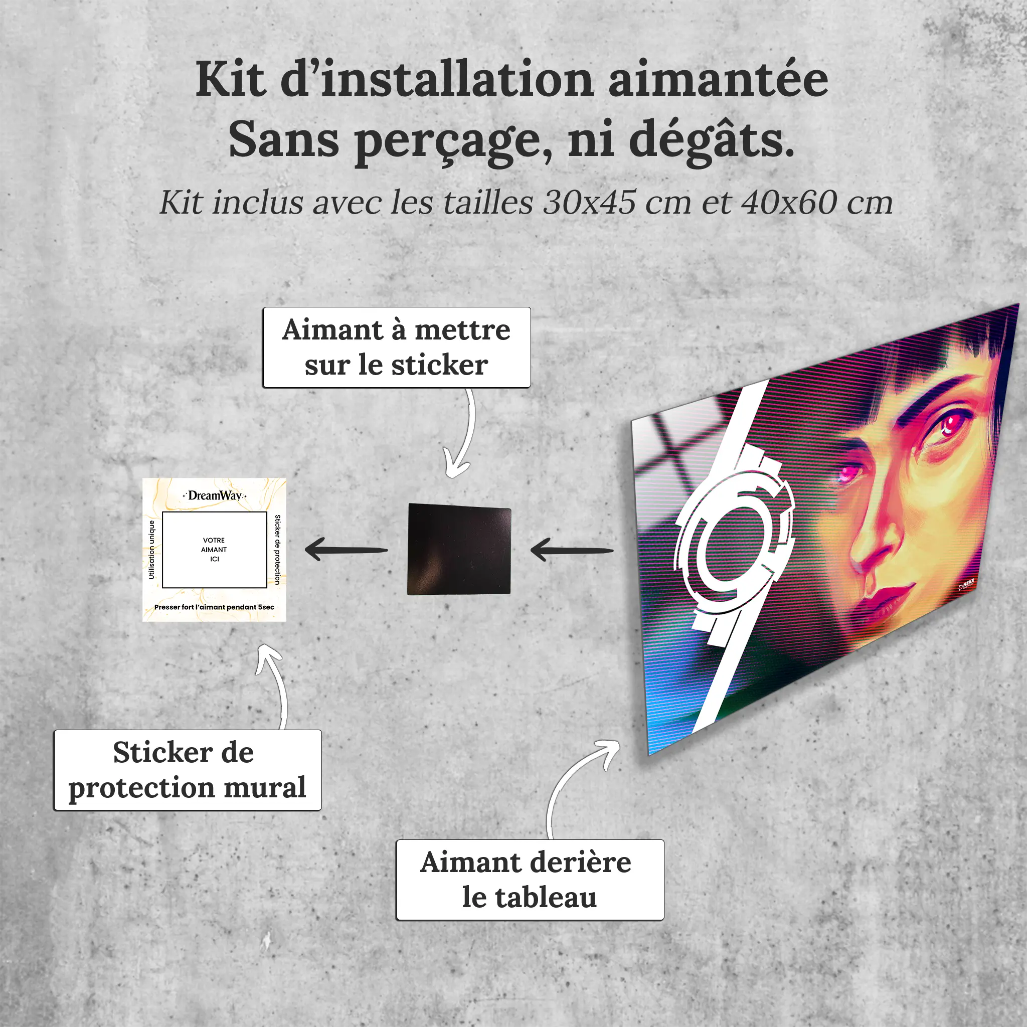 tableau-ghost-in-the-shell-kusanagi-avec-installation-aimantee | DreamWay