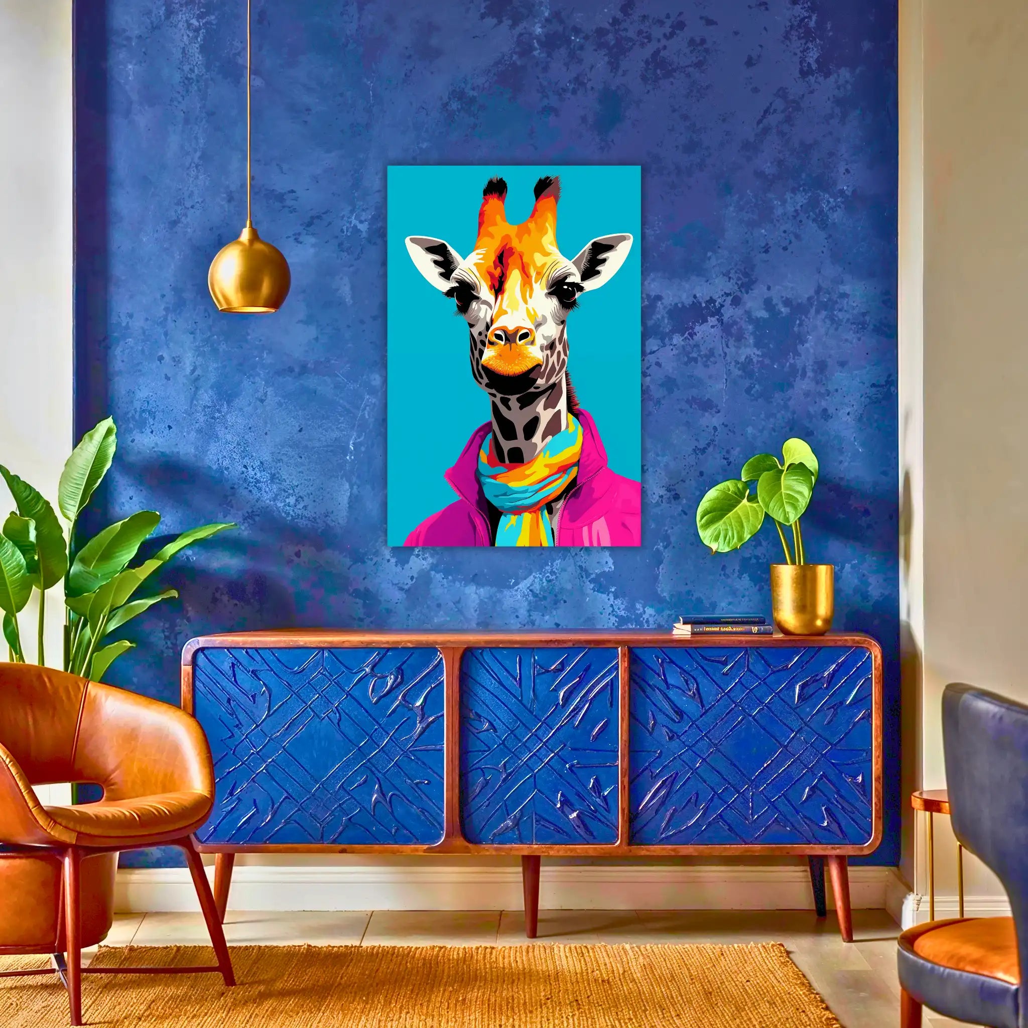 tableau-girafe-pop-art-au-dessus-du-buffet | DreamWay