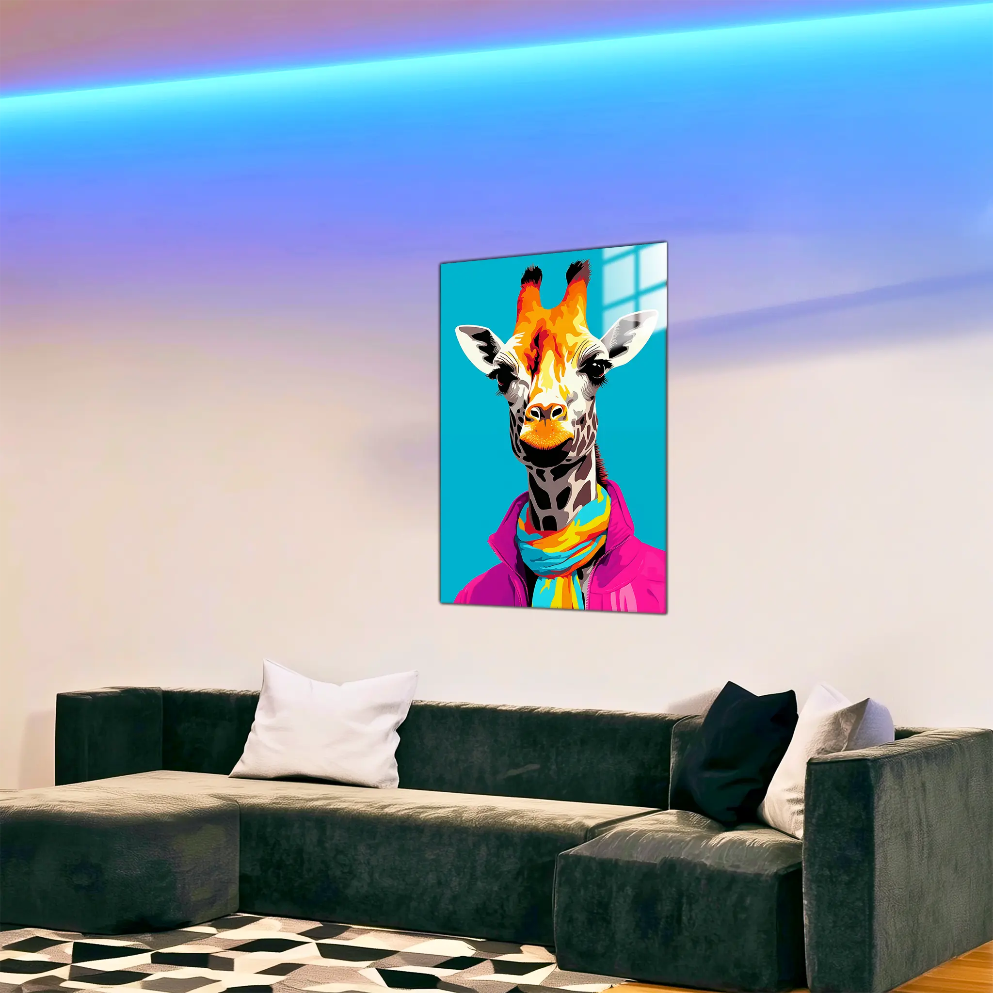 tableau-girafe-pop-art-dans-le-salon | DreamWay