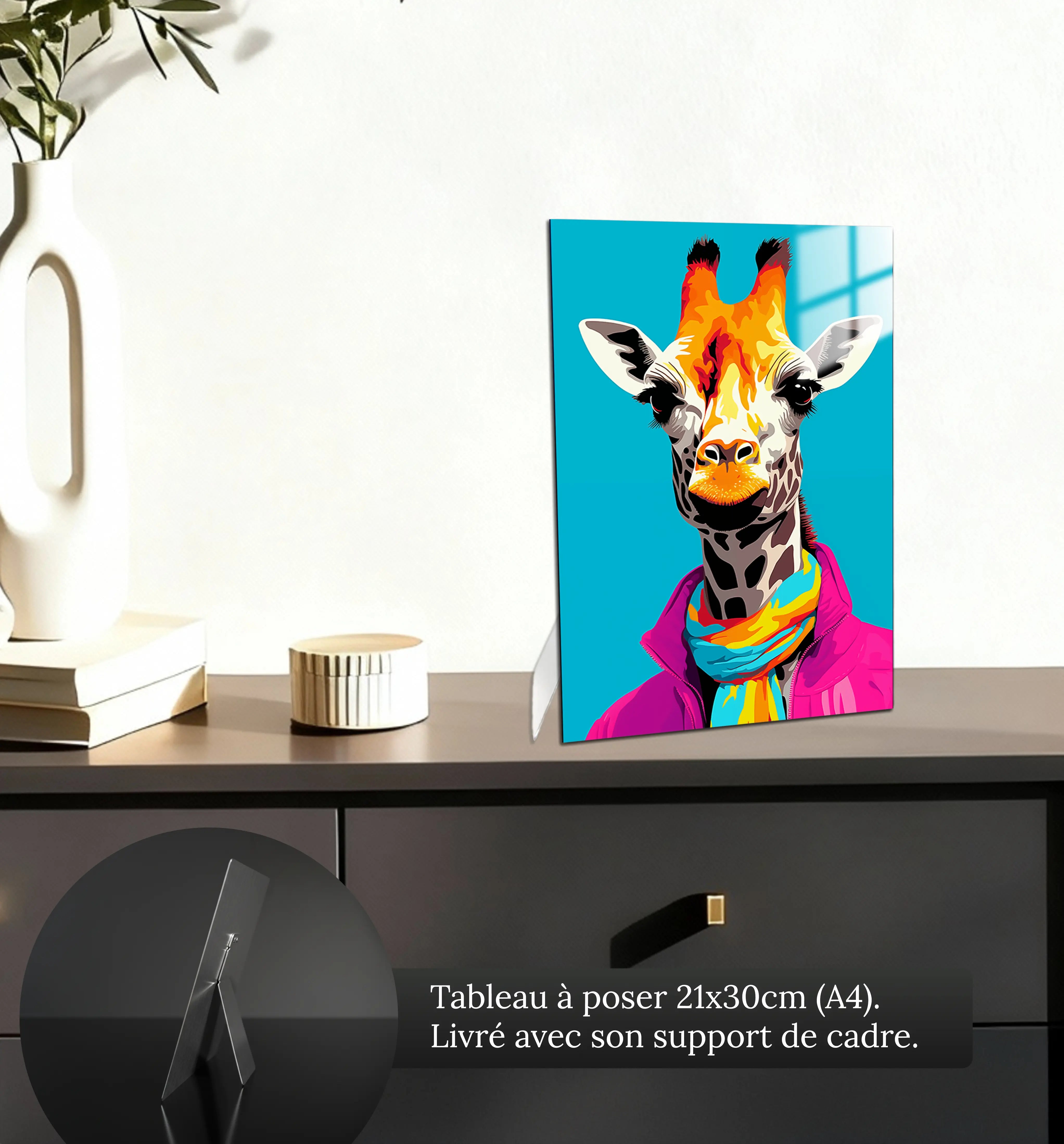 tableau-girafe-pop-art-petit-format-a-poser-sur-meuble | DreamWay
