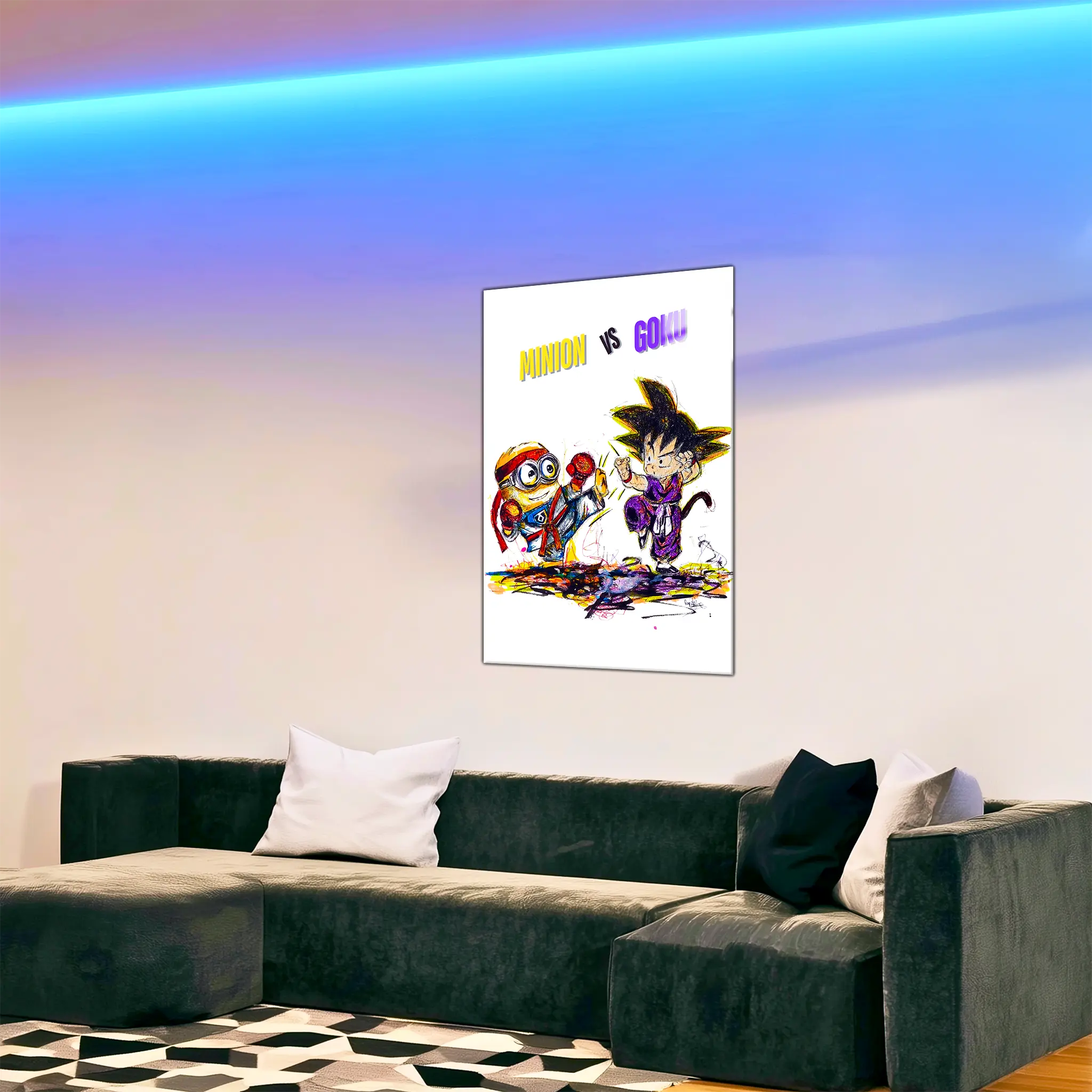 tableau-goku-vs-minion-dans-le-salon | DreamWay