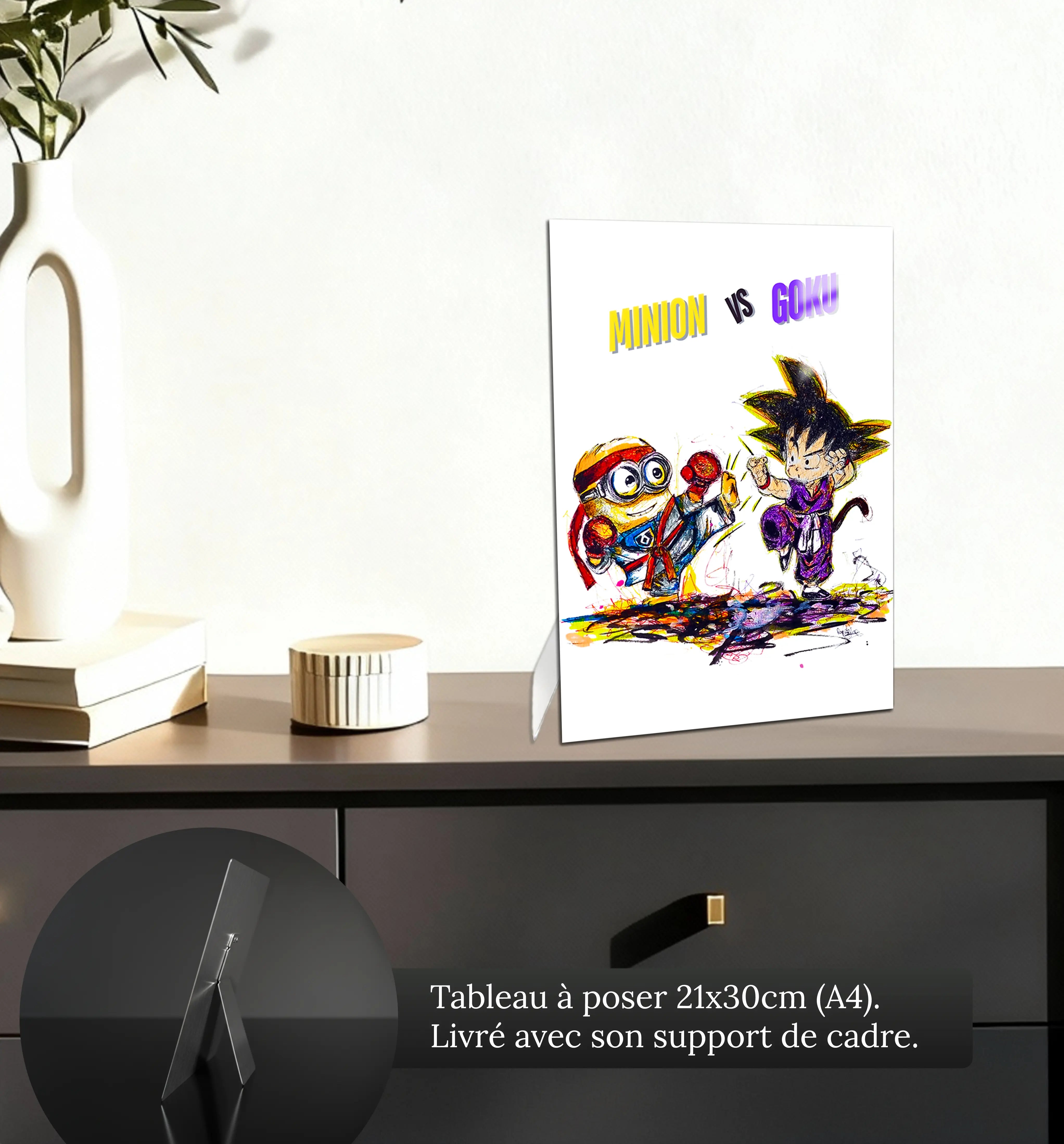 tableau-goku-vs-minion-petit-format-a-poser-sur-meuble | DreamWay