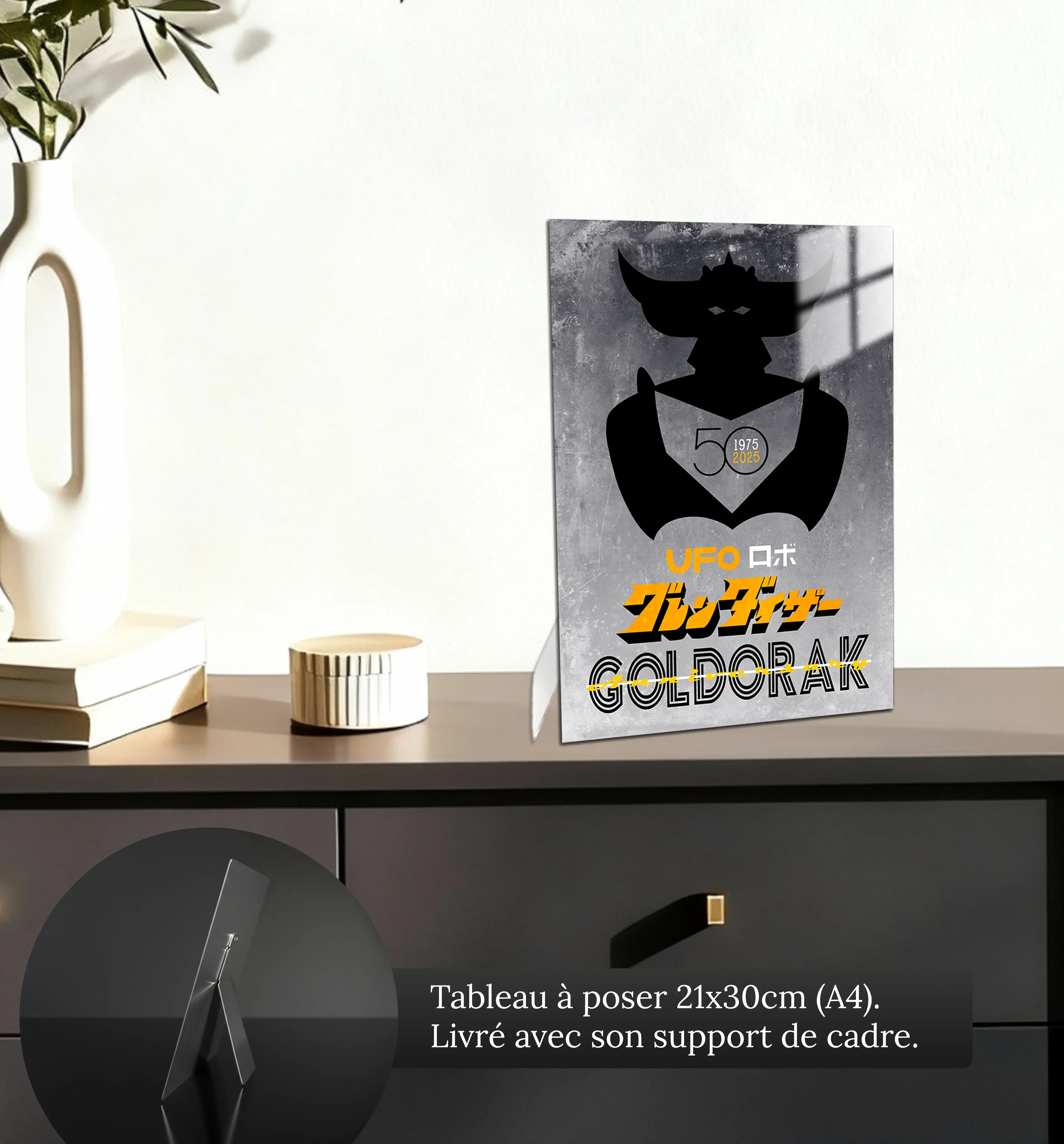 tableau-goldorak-50-ans-affiche-gris-petit-format-a-poser-sur-meuble | DreamWay
