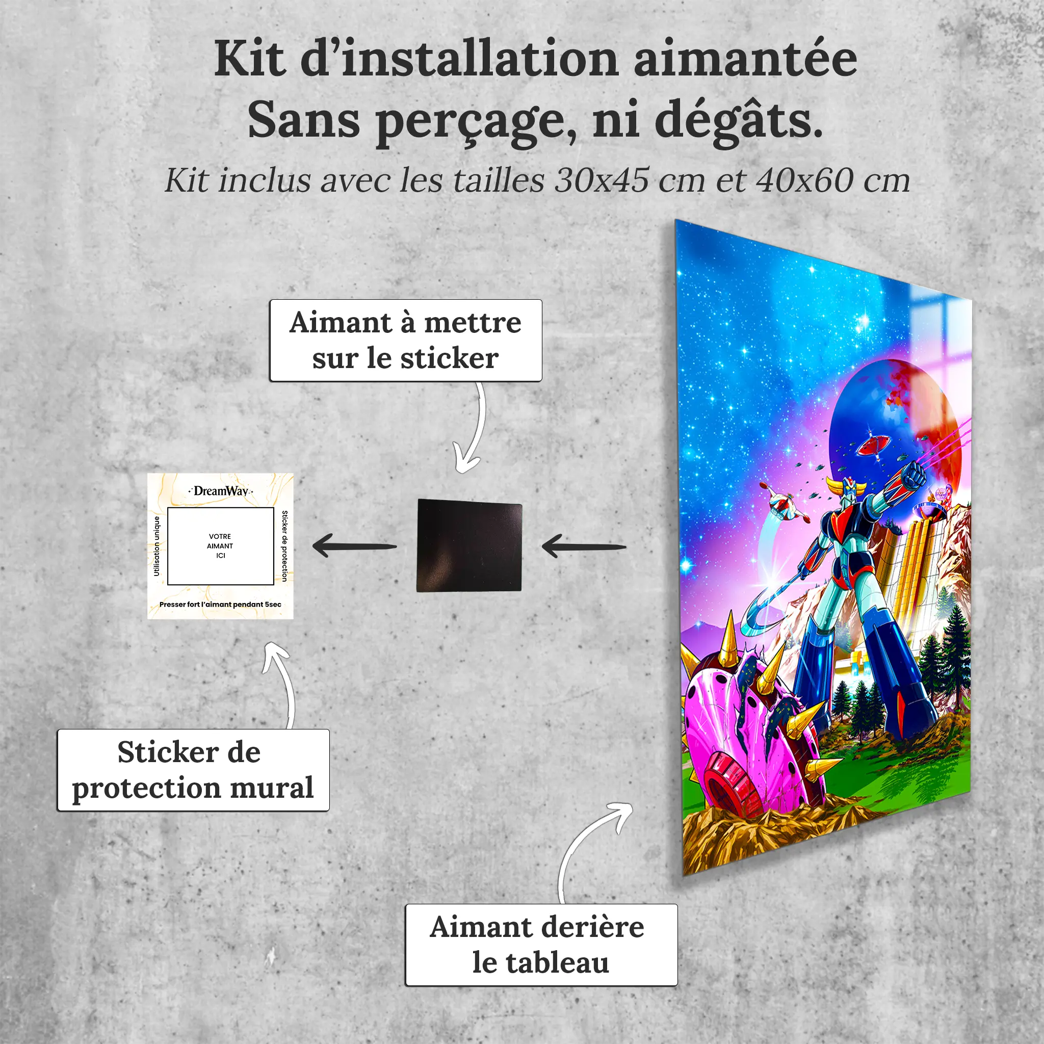 tableau-goldorak-colore-avec-installation-aimantee | DreamWay