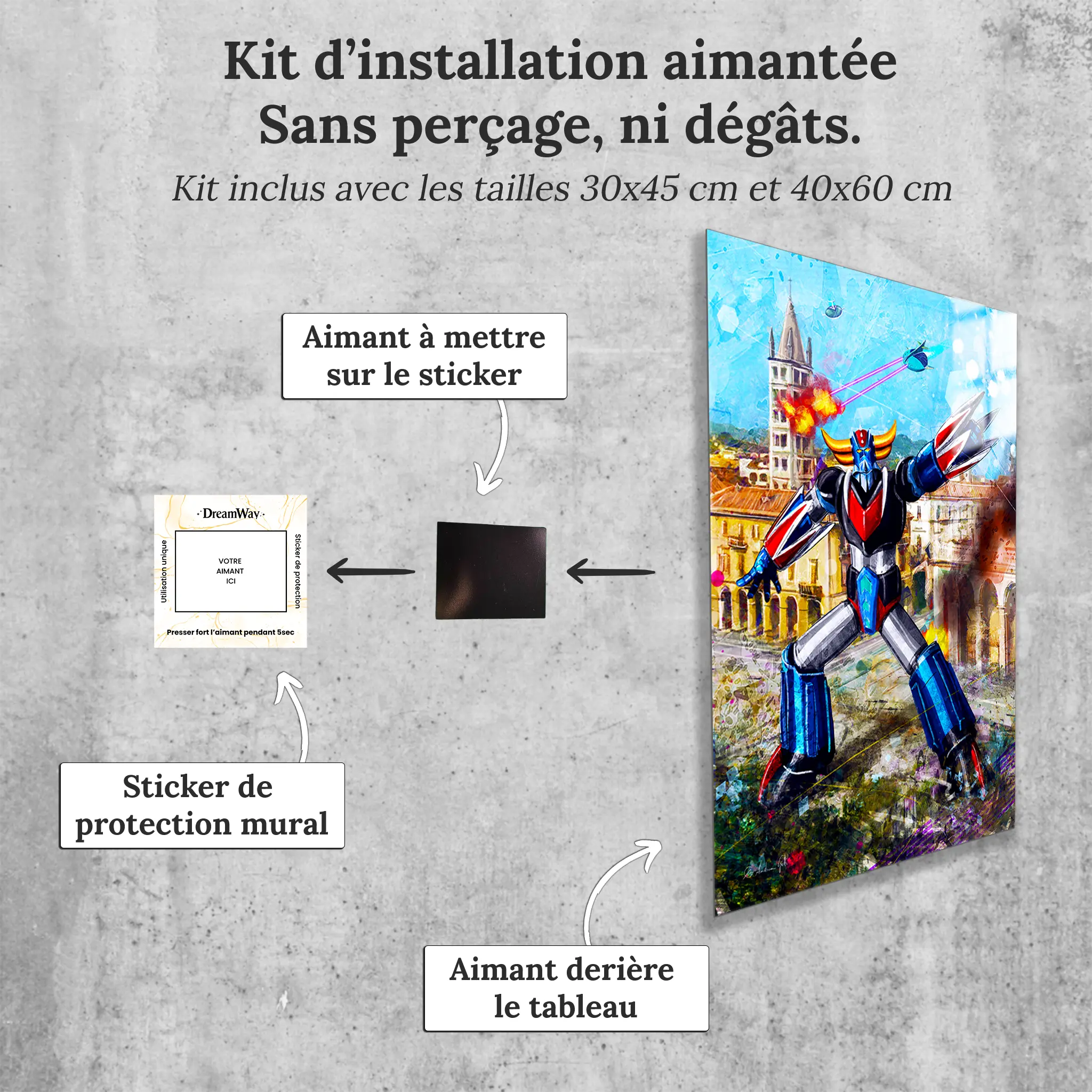 tableau-goldorak-combat-avec-installation-aimantee | DreamWay
