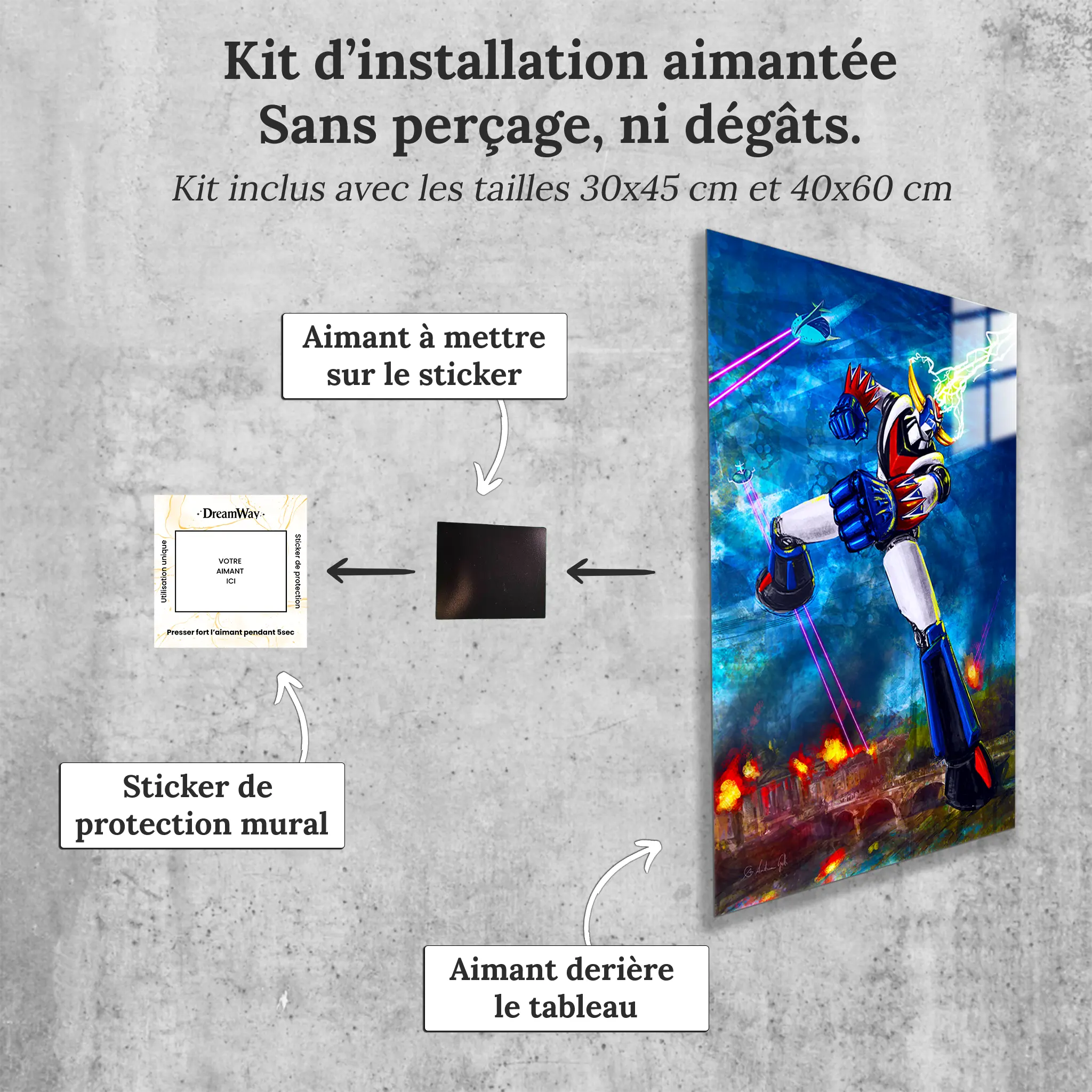 tableau-goldorak-coup-elcair-avec-installation-aimantee | DreamWay