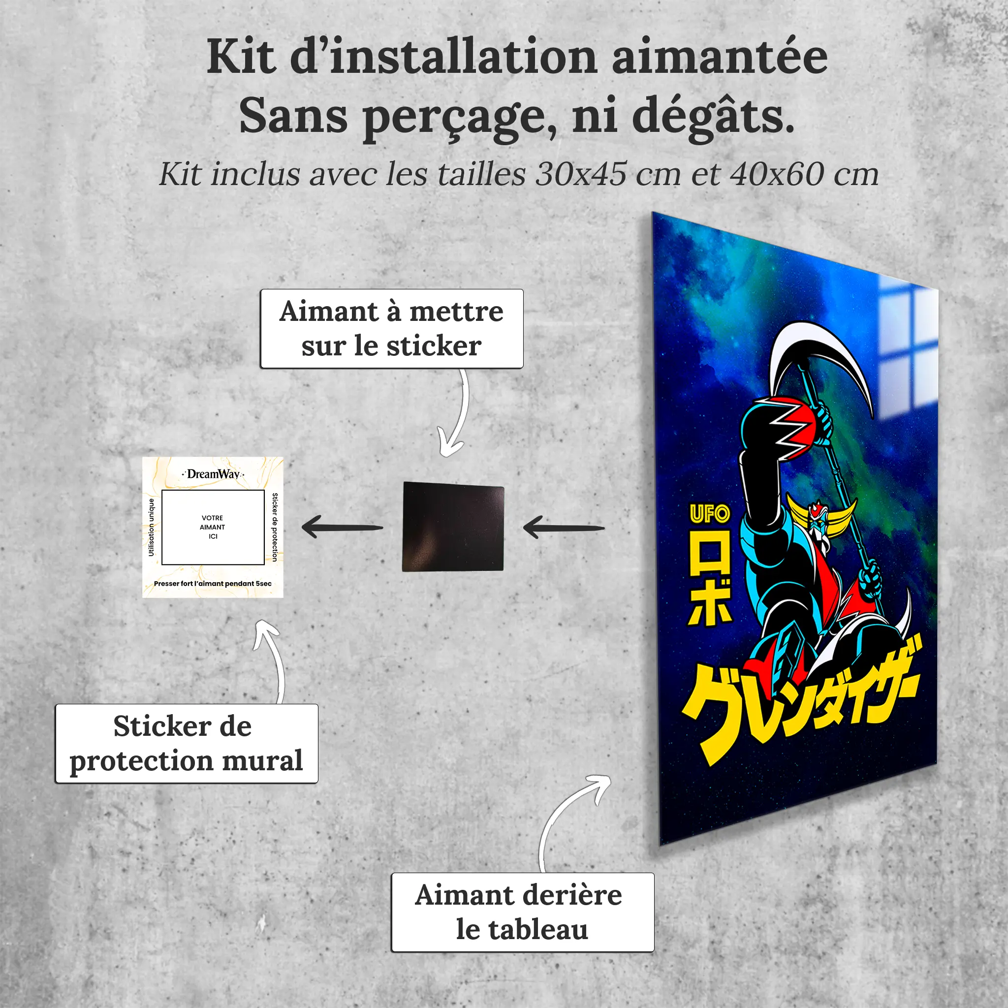 tableau-goldorak-espace-avec-installation-aimantee | DreamWay