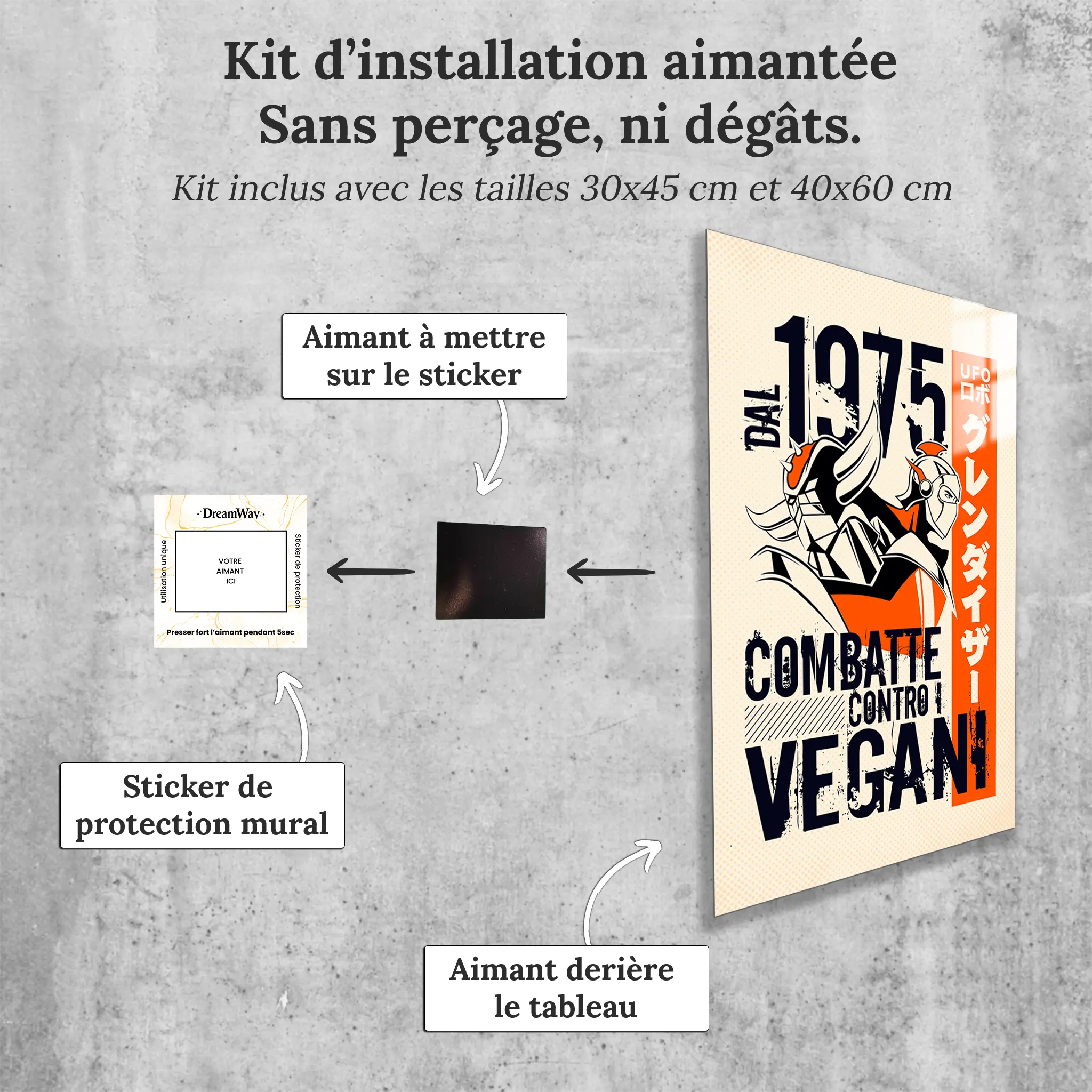 tableau-goldorak-et-actarus-affiche-retro-italienne-avec-installation-aimantee | DreamWay
