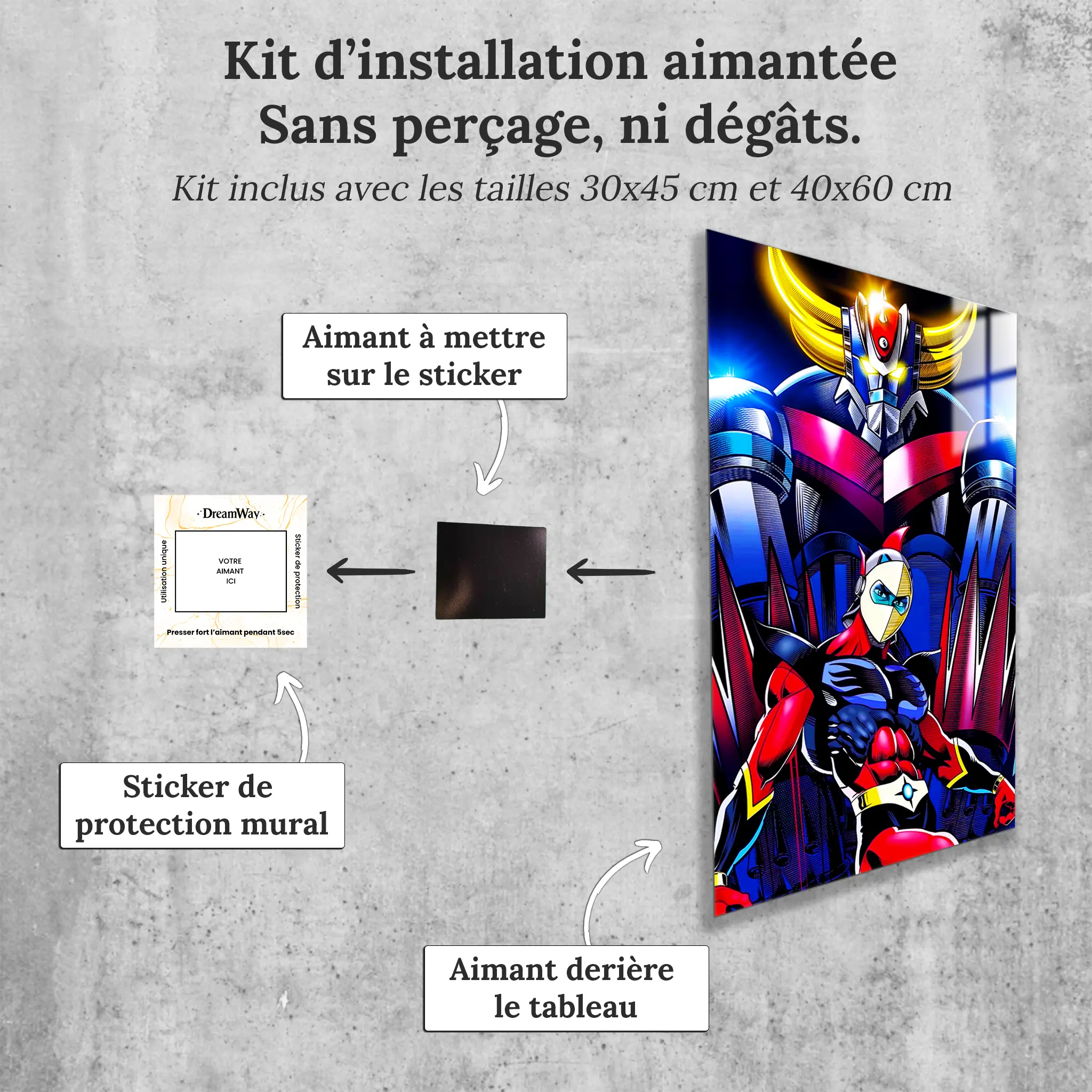 tableau-goldorak-et-actarus-portrait-avec-installation-aimantee | DreamWay
