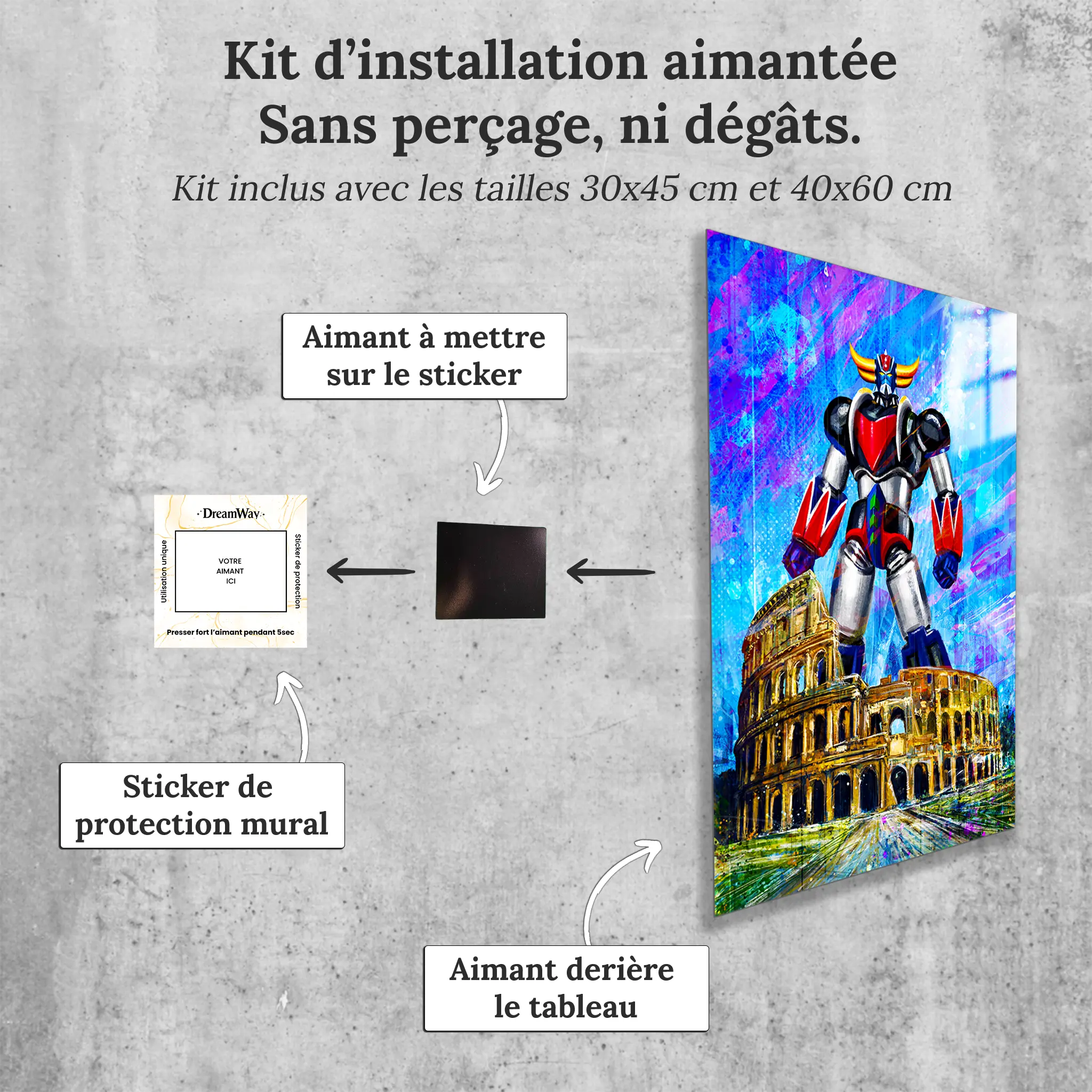 tableau-goldorak-le-colissee-avec-installation-aimantee | DreamWay