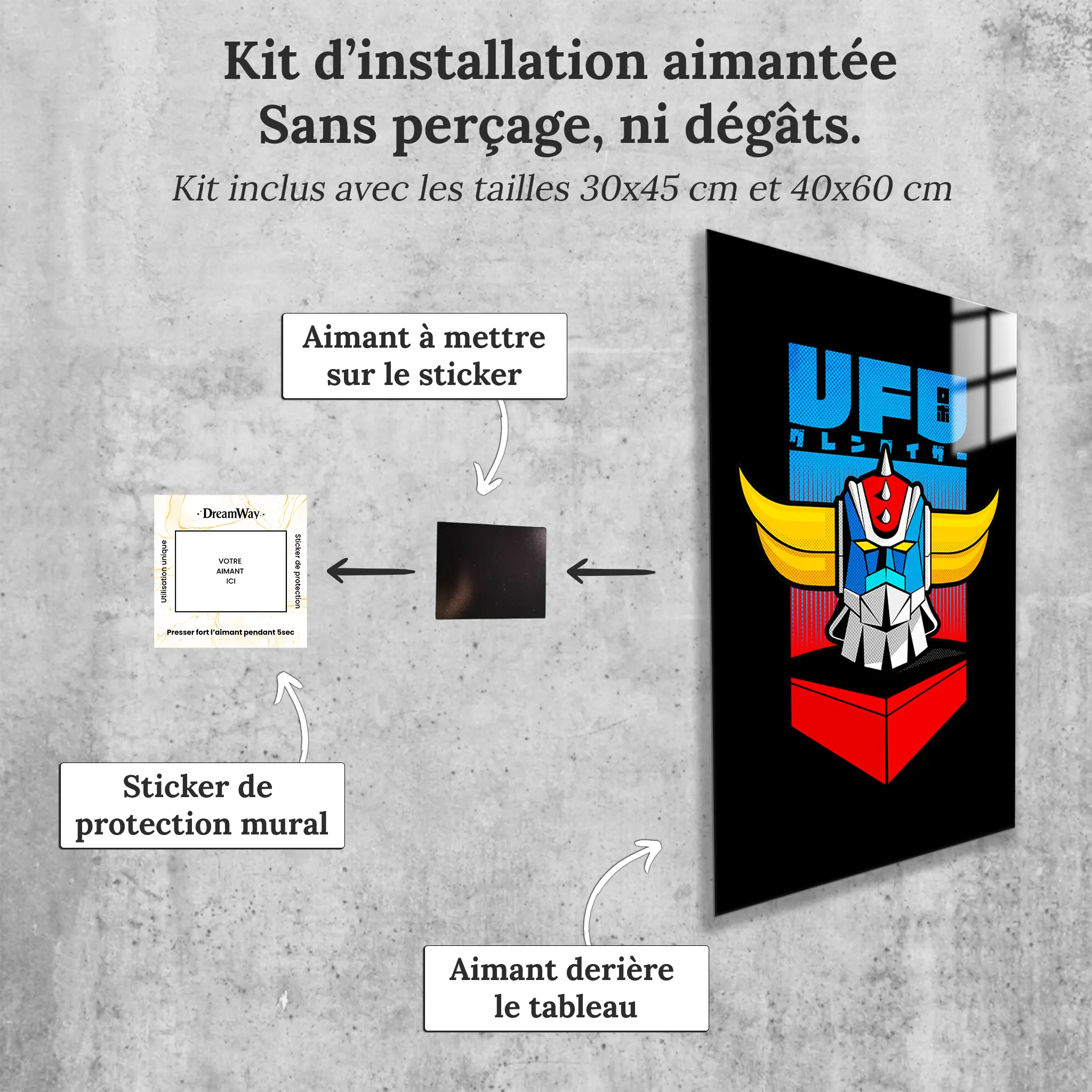 tableau-goldorak-logo-avec-installation-aimantee | DreamWay